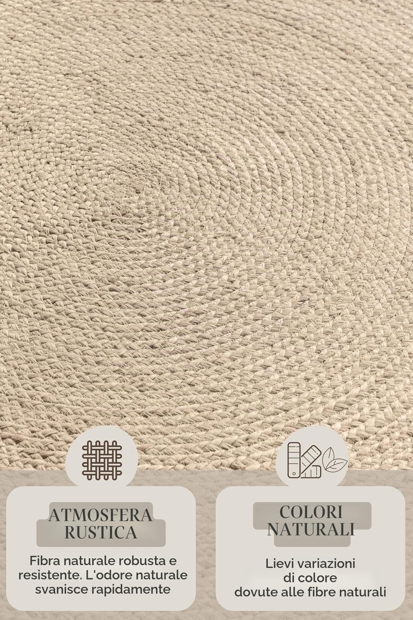 Hanse Home Tappeto in Iuta Rangpur Rotondo, Naturale, Tessuto a Mano ed Ecologico, per Soggiorno, Camera da Letto, Sala da Pranzo, Corridoio, Cucina, Bianco, 100 cm