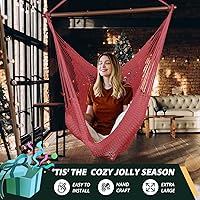 Vista 2 de Silla hamaca caribeña mejorada con barra de metal desmontable, hamaca grande, silla colgante de cuerda XL para interiores y exteriores, capacidad