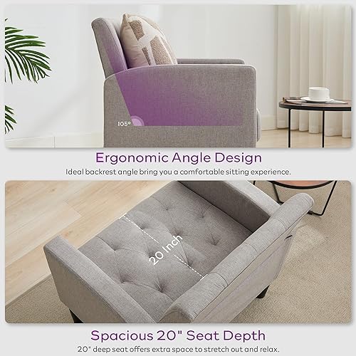 Miniatura 4 de TYBOATLE Juego de 2 sillas decorativas, cómodas sillas de sala de estar copetudas, modernas de mediados de siglo, acogedora silla tapizada con brazo