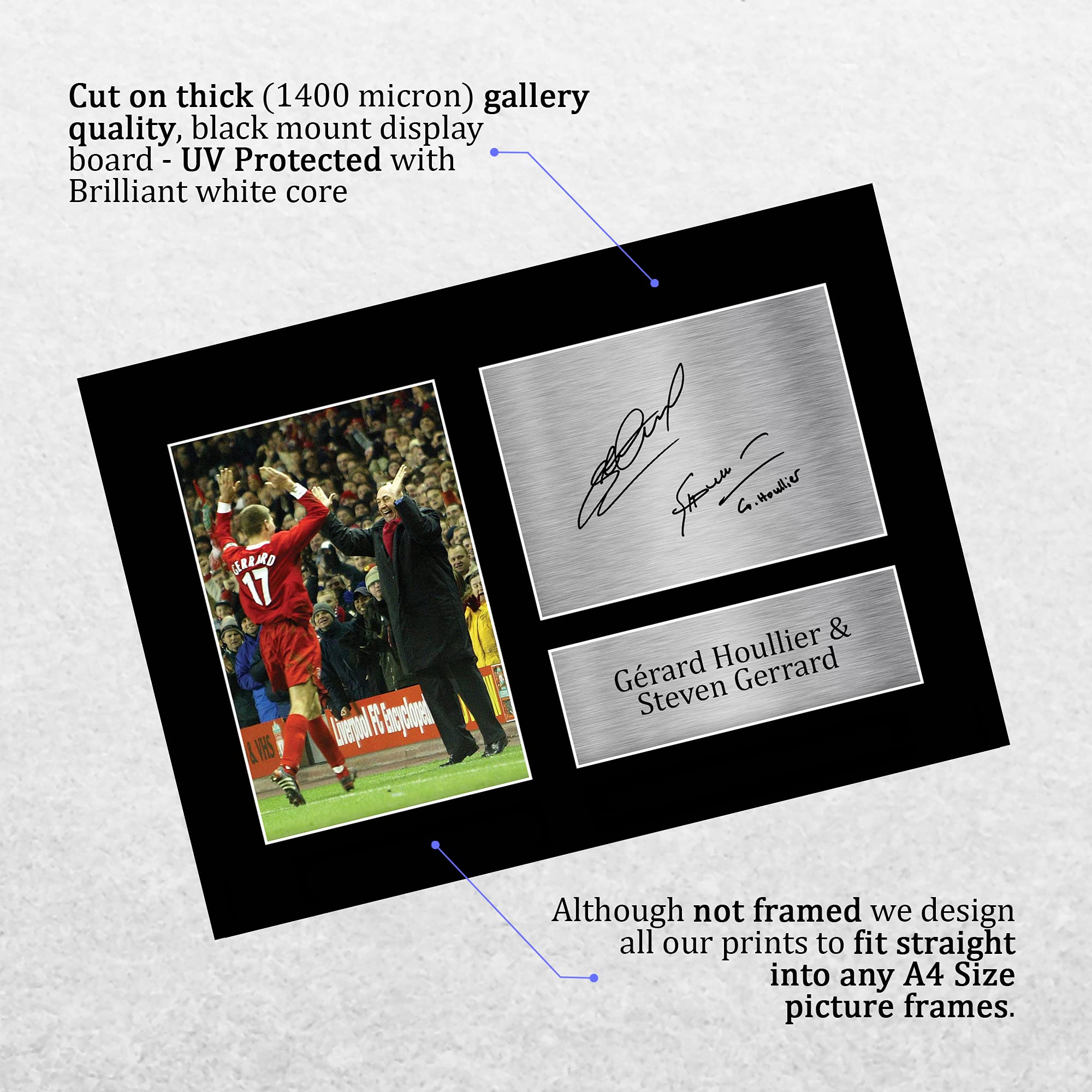 HWC Trading A4 Gerard Houllier & Steven Gerrard Liverpool Cadeaux imprimés photo autographe signée pour les fans de football et les supporters - A4