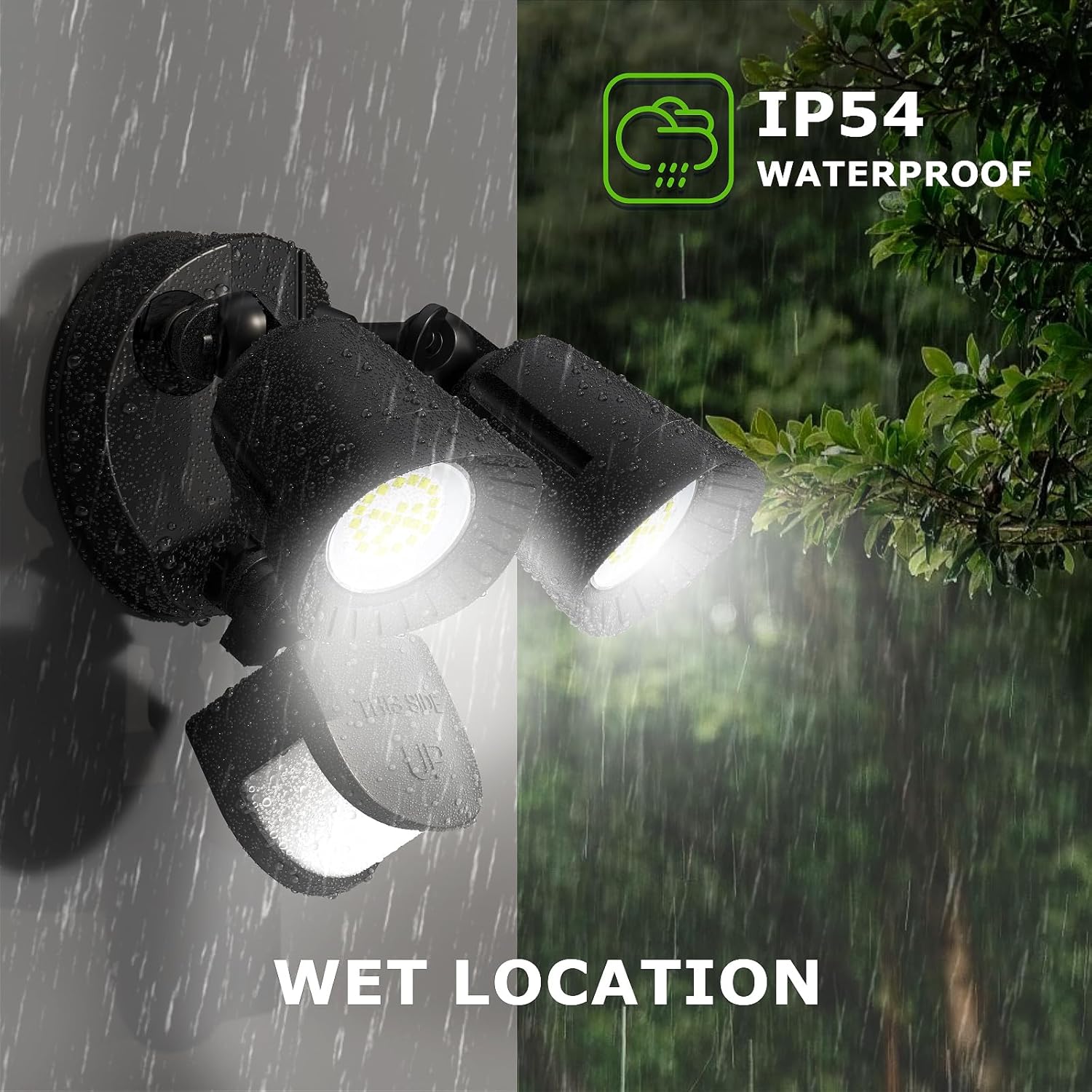 Dual-Head 24W LED Security Lights Motion Sensor Outdoor, 360° Adjustable Color Temperature (2700K-6500K), 1800LM IP54 Waterproof, 240° Detection & 65ft Range for Garage Yard Porch, Black