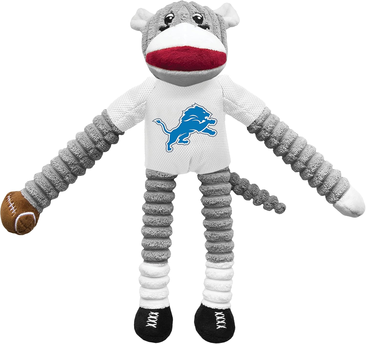 Littlearth NFL Detroit Lions Sock Monkey Pet Toy, Team Color, One Size