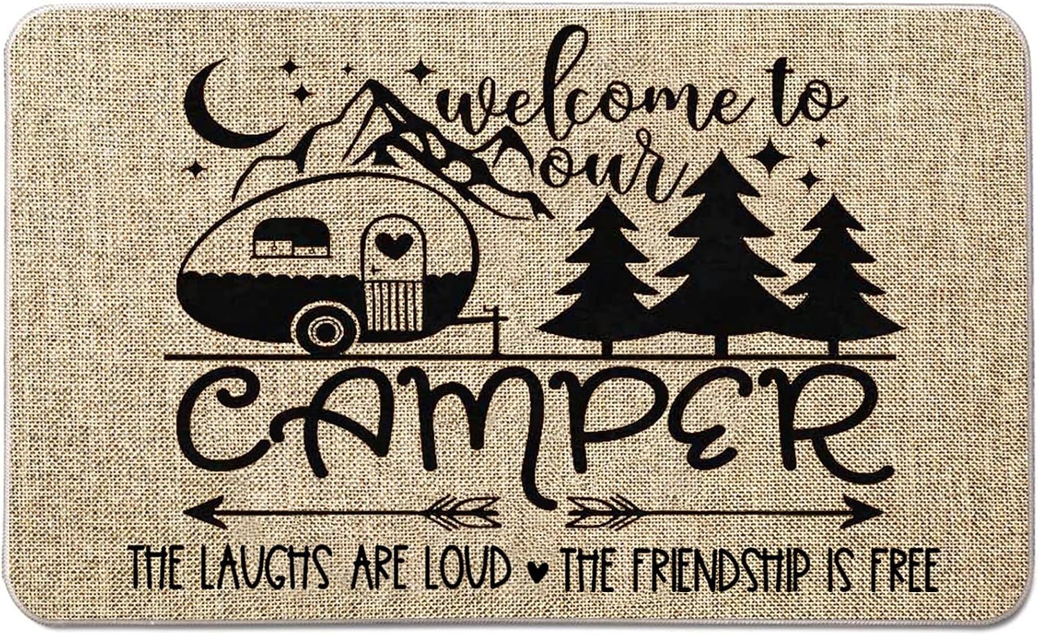 Welcome Mats for Front Door Camper Door Mat Quote Camping Doormat Farmhouse Floor Mat Non Slip Rubber Entrance Rug for Indoor Outdoor 17x28 inch