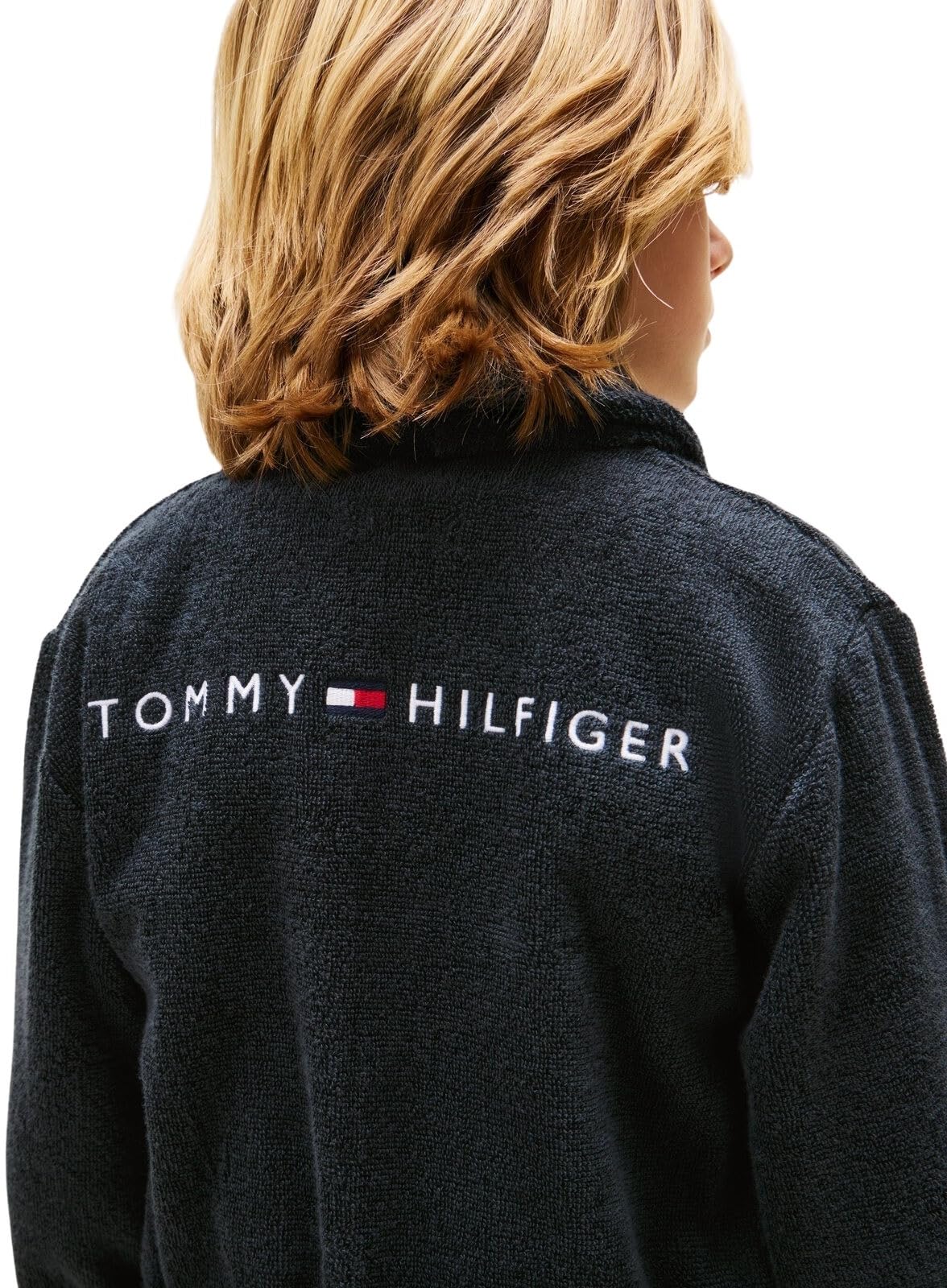 Tommy Hilfiger Kinder Unisex Bademantel Towelling Bathrobe mit Taillengürtel