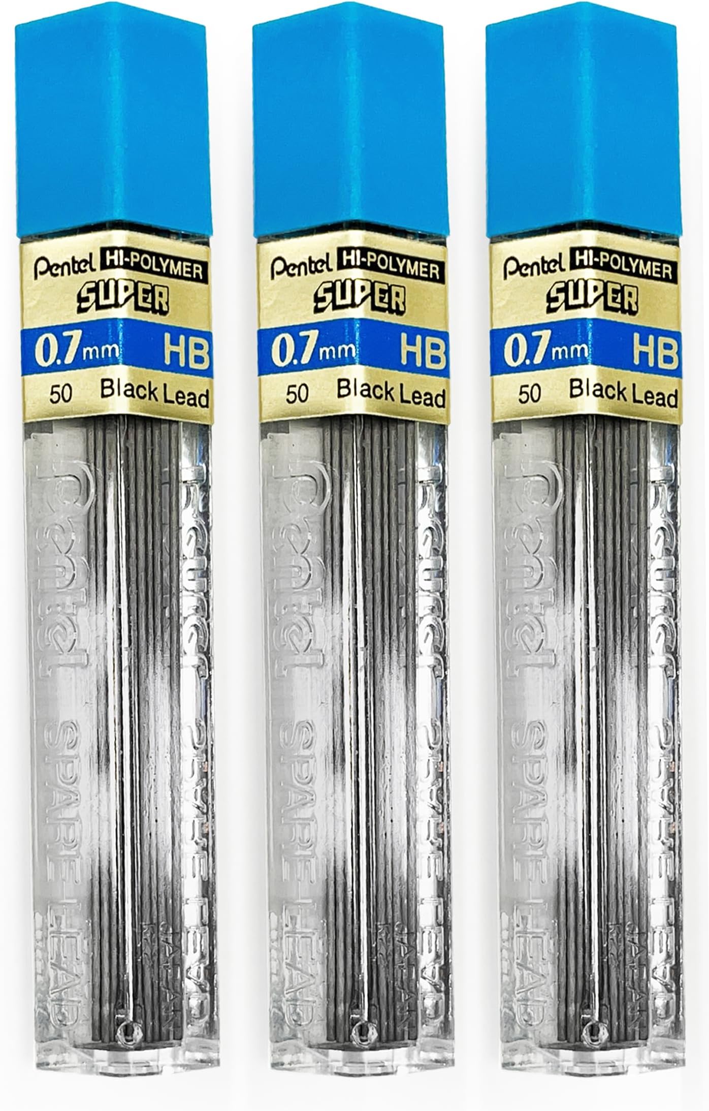 Pentel 0.7mm Size HB Shade Hardness Pencil Refill Replacement Spare Leads Hi Pollymer Super For Automatic & Mechanical Pencils (Pack Of 3 Tubes - 36 Pieces)