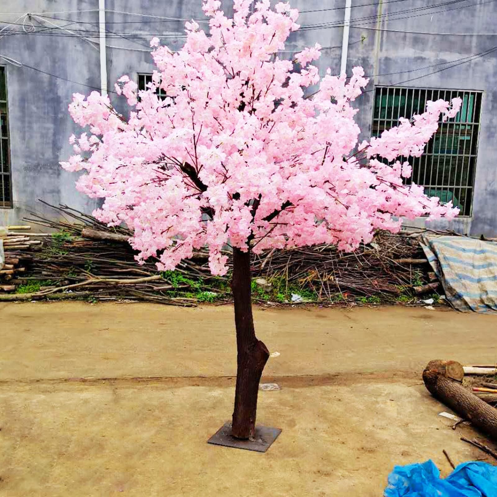 Artificial Cherry Blossom Tree, Peach Blossom Tree, Simulation Red Flower Tree, Sakura Tree, Cherry Blossom Tree, Fake Tree Indoor Outdoor 1.5x1.5m/4.9x4.9ft
