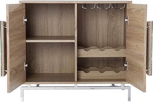 Miniatura 7 de SEI Furniture Northdom AMZ5044111ZH - Armario de barra de almacenamiento de vino, natural/cromado