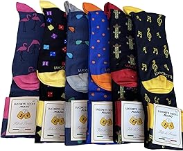 Lucchetti Socks Milano 6 paia Calze Uomo Lunghe Filo di Scozia Fantasia Cotone Colorate Pois Righe Disegni divertenti Made in Italy