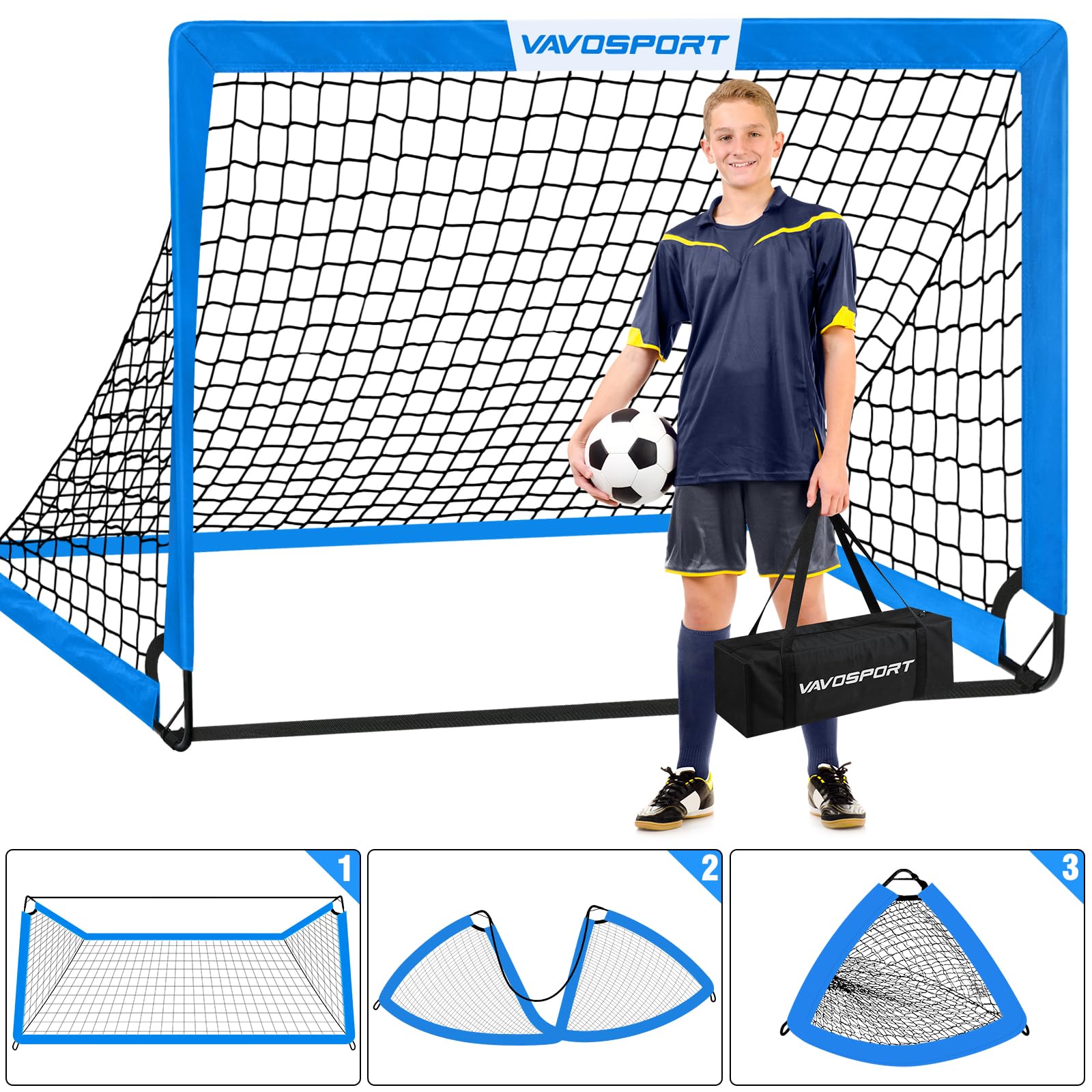 Soccer Goals for Backyard Set - 2 of 5' x 3.6' Portable Soccer Goal Training Equipment, Pop Up Soccer Net with Soccer Ball, Soccer Set for Games, Sports view 4