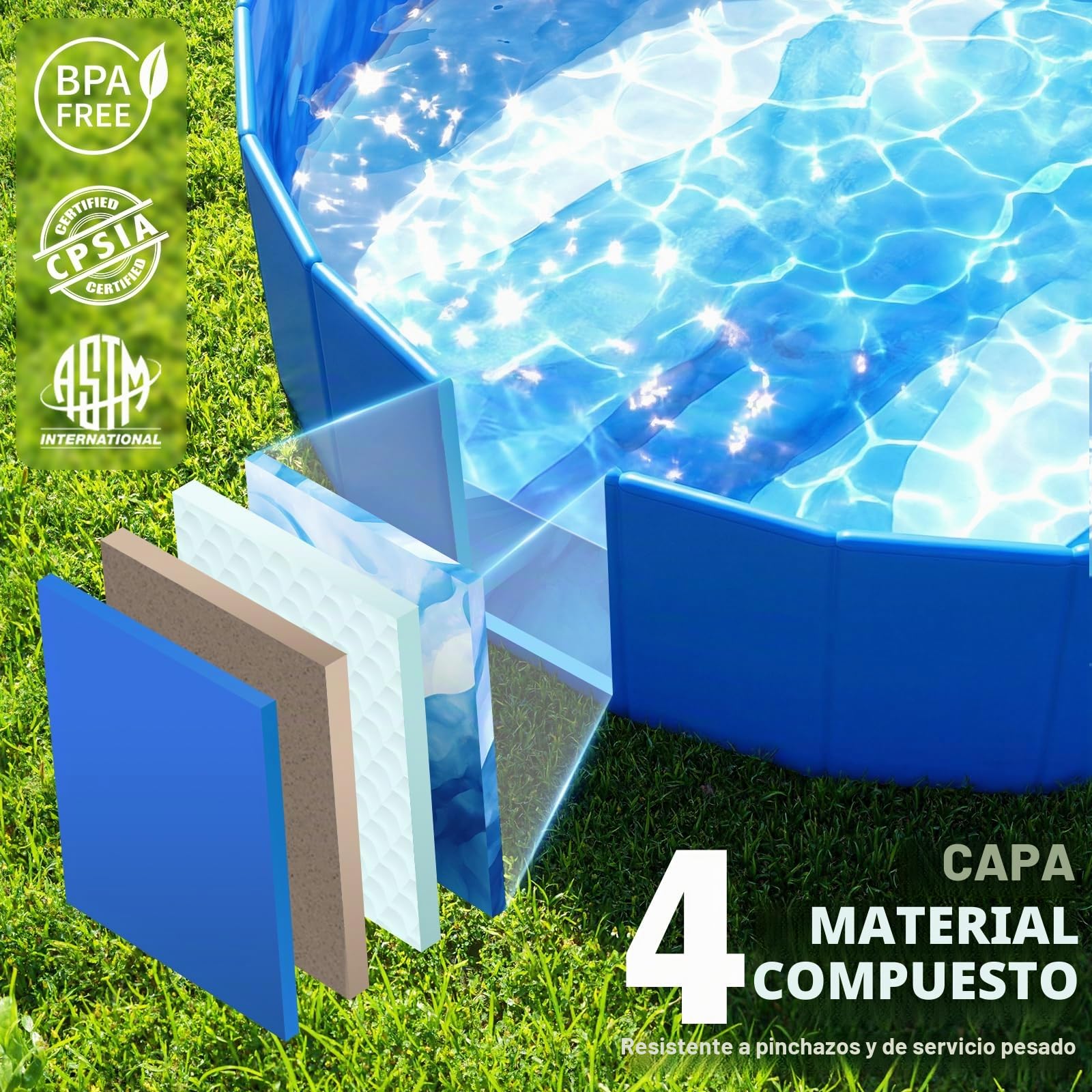 KingSom Piscina para Perros, Bañera Plegable Rigida Antideslizante, Piscina De Baño Plegable para Perros Antideslizante, Piscina para Niños Portátil, Piscina Mascotas con Desagüe, 122 x 31 cm