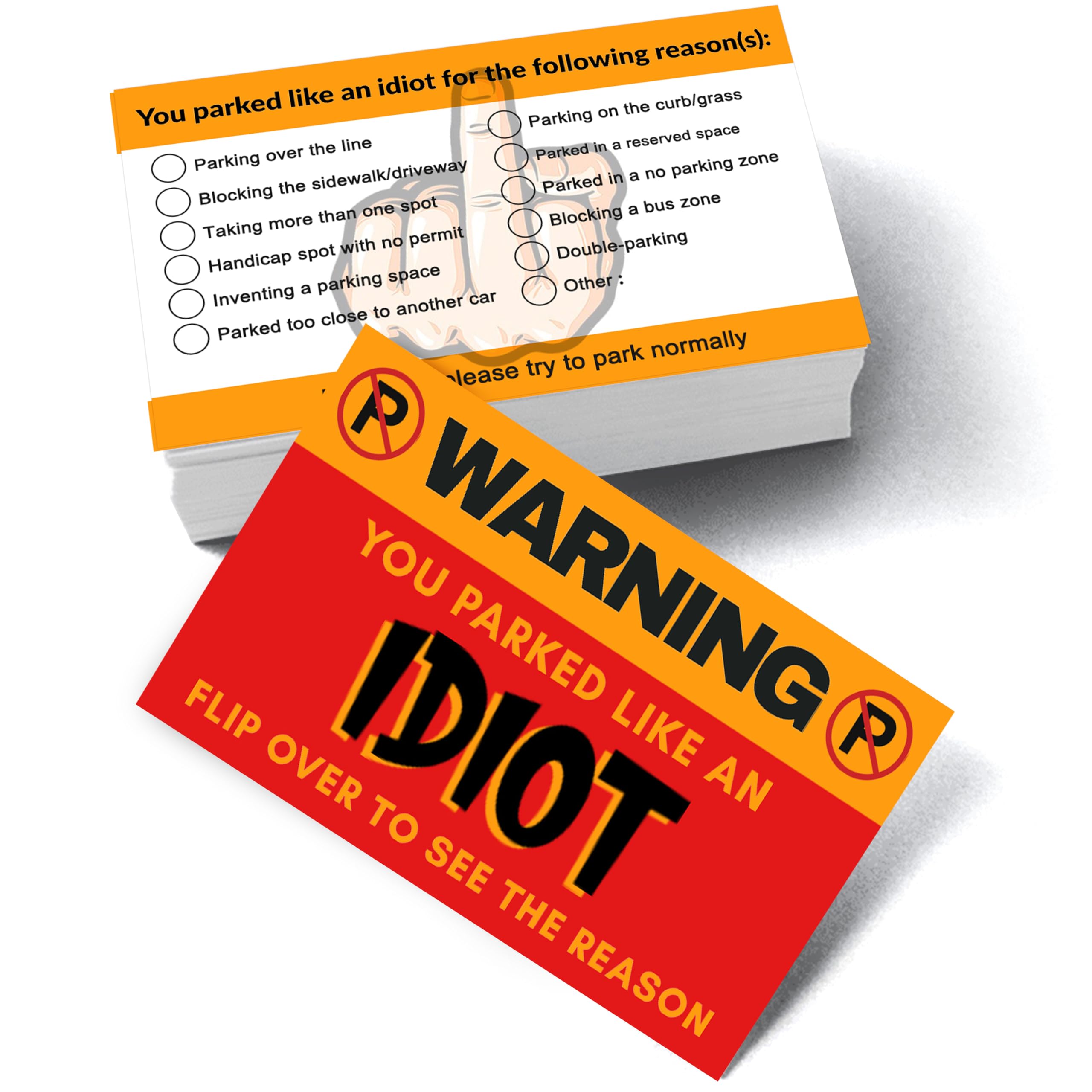 Yezirzax 100 Pcs Fake Parking Tickets, You Parked Like an Idiot Parking Cards