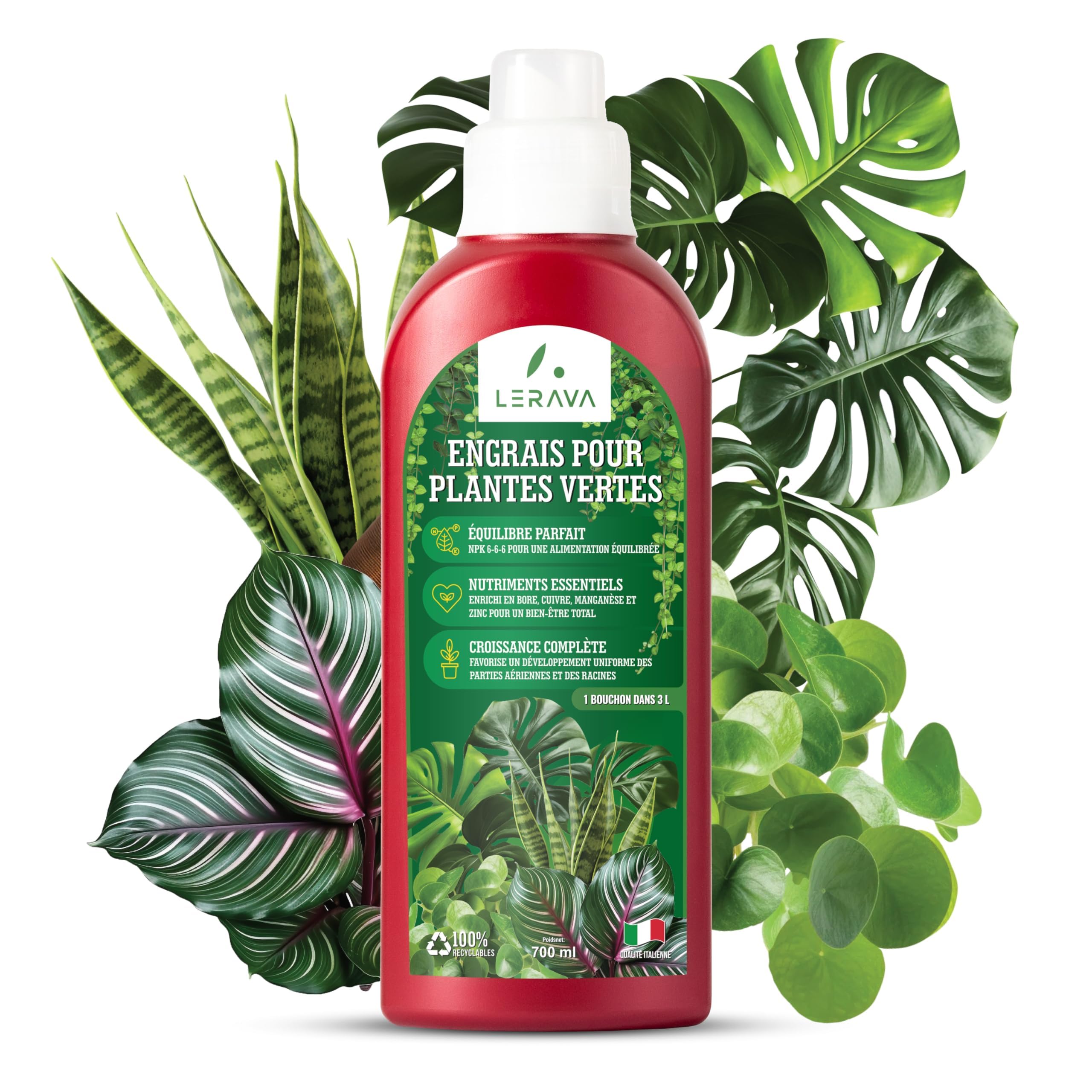 LERAVA Nawóz do roślin zielonych (700 ml) - Nawóz płynny uniwersalny - Wzmacnia wzrost roślin domowych - Optymalne odżywienie - Całoroczne i skuteczne stosowanie