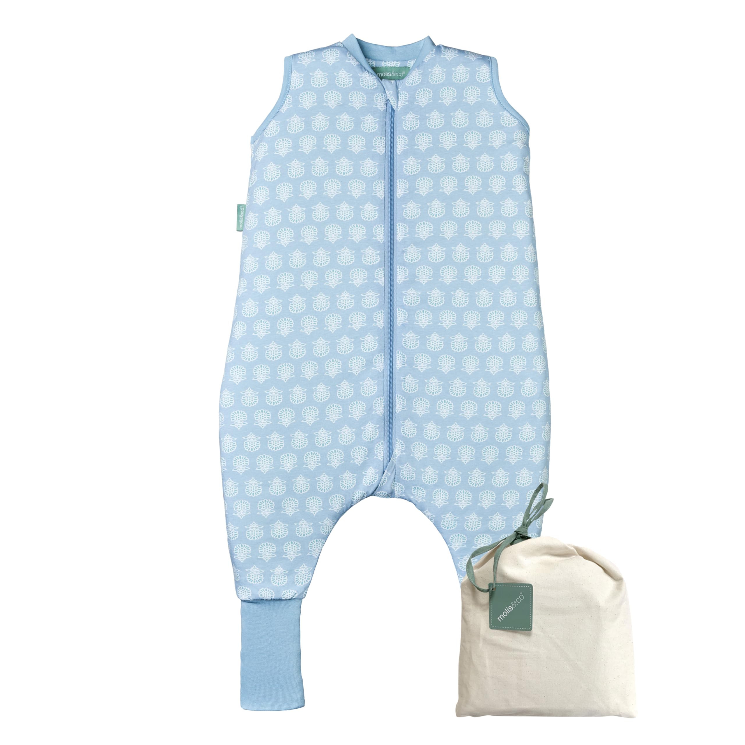 molis&co - Baby Schlafsack mit Füßen und Socke -Ideal für Frühling und Herbst - Babyschlafsack mit Beinen 1 tog - 100% Baumwolle (Oeko-TEX 100), Premium Qualität - Lotus (60 cm)