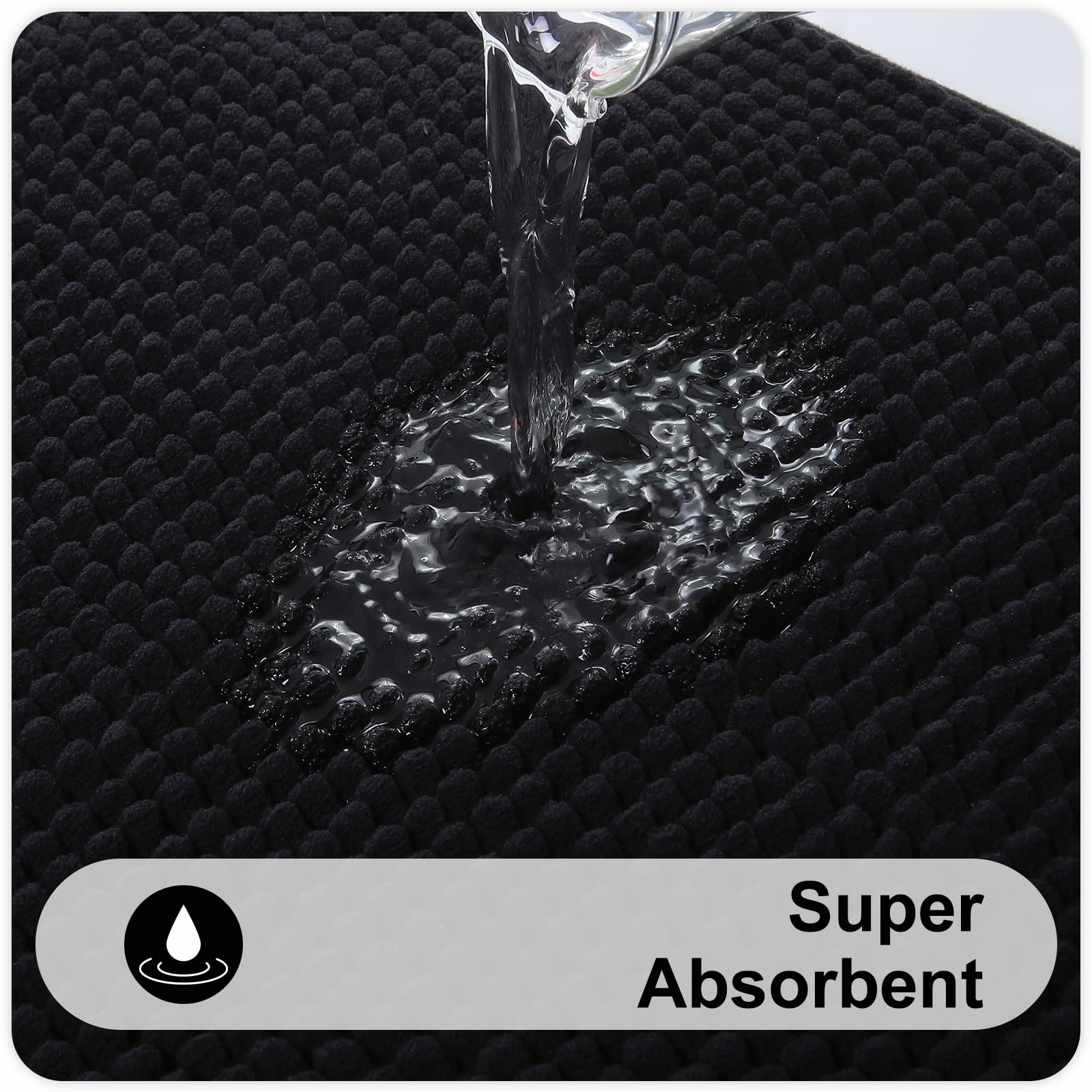 smiry Non Slip Chenille Bath Mat, 60 x 90 cm, Extra Soft Bathroom Mat - Image 3