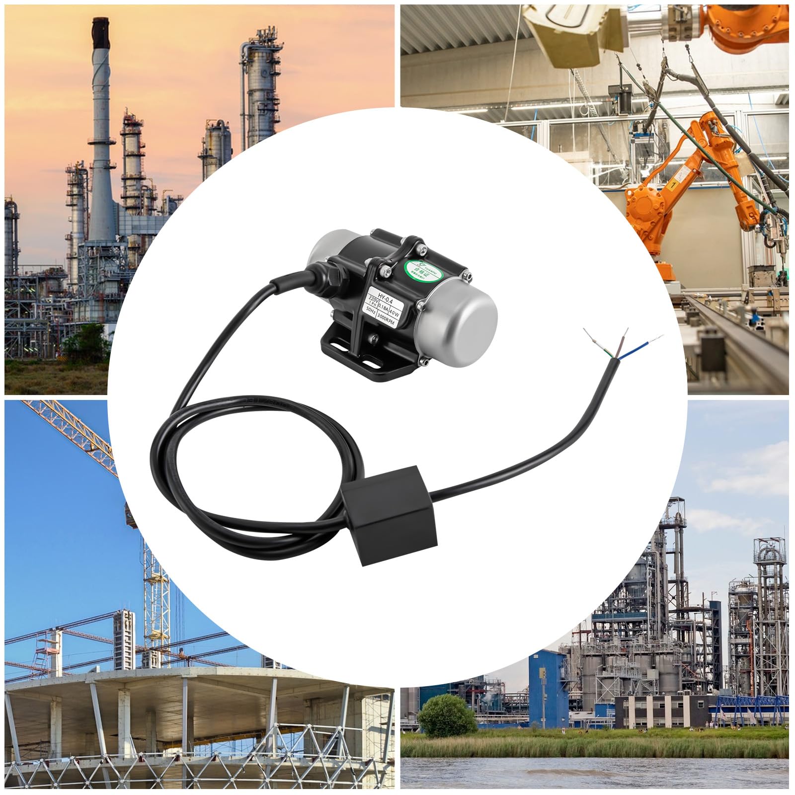 Motore a vibrazione, motore elettrico a vibrazione ad alta frequenza, motore a vibrazione, 3000 giri/min, 220 V, per carbone minerario, 40 W/50 W/60 W (40 W)