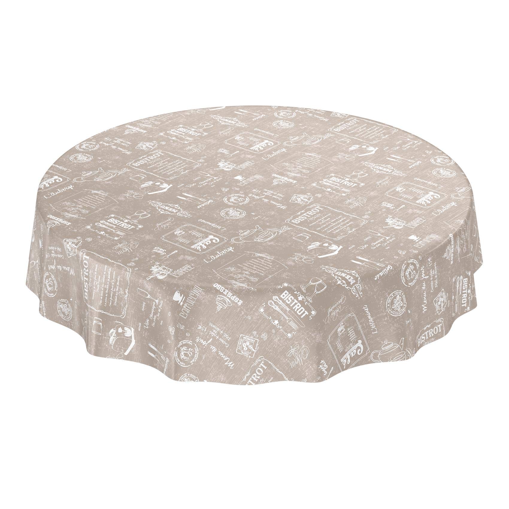 Oil Cloth Round Tablecloth Waxed Tablecloth Washable Modern Retro Cafe, Wax Cloth, beige, Rund 140cm