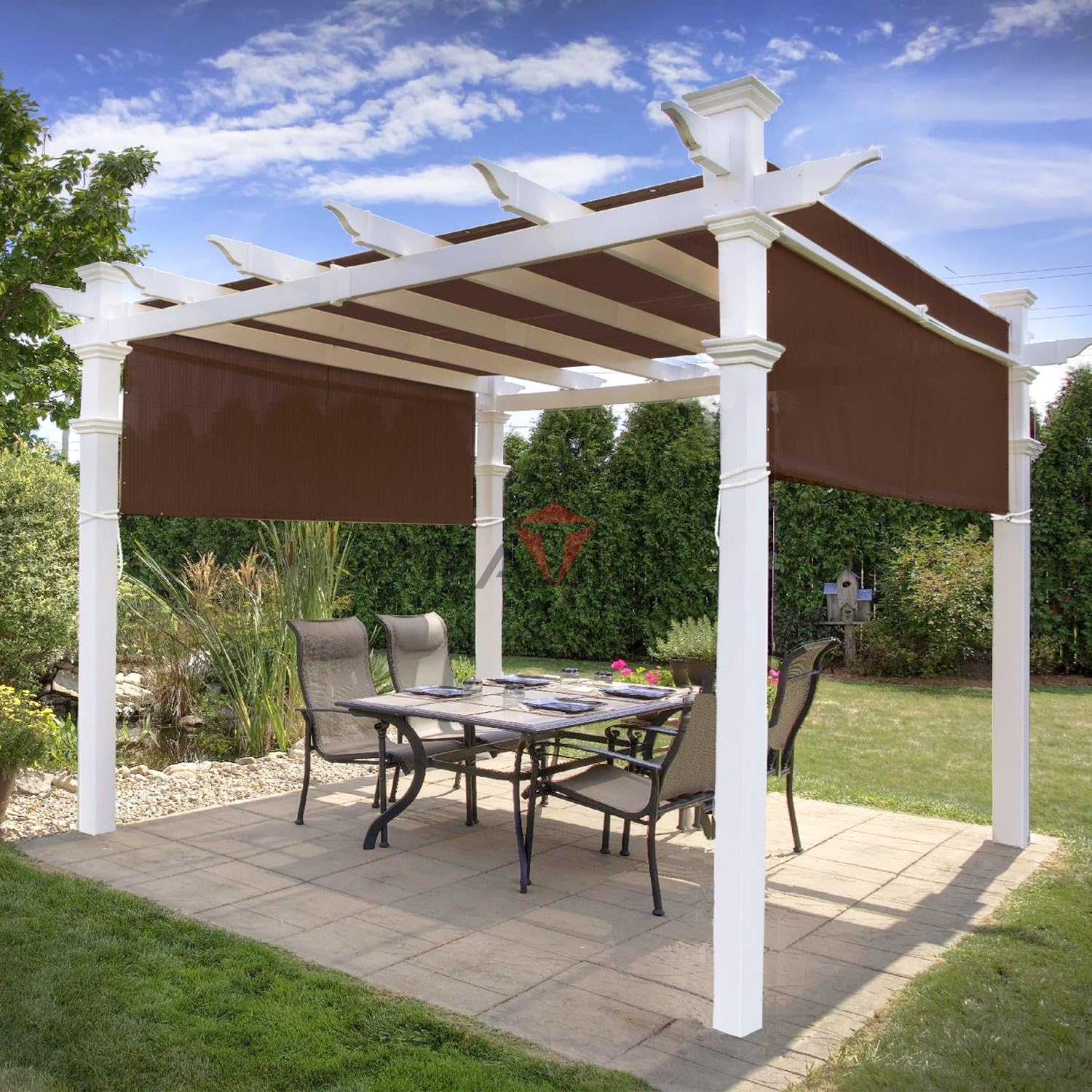 Patio Paradise 10' x 35' Sun Shade Cloth with Grommets, Rectangle Shade Sail Straight Edge, 240GSM Heavy Duty Pergola Cover Replacement Canopy for Outdoor Backyard Garden, Customize, Brown
