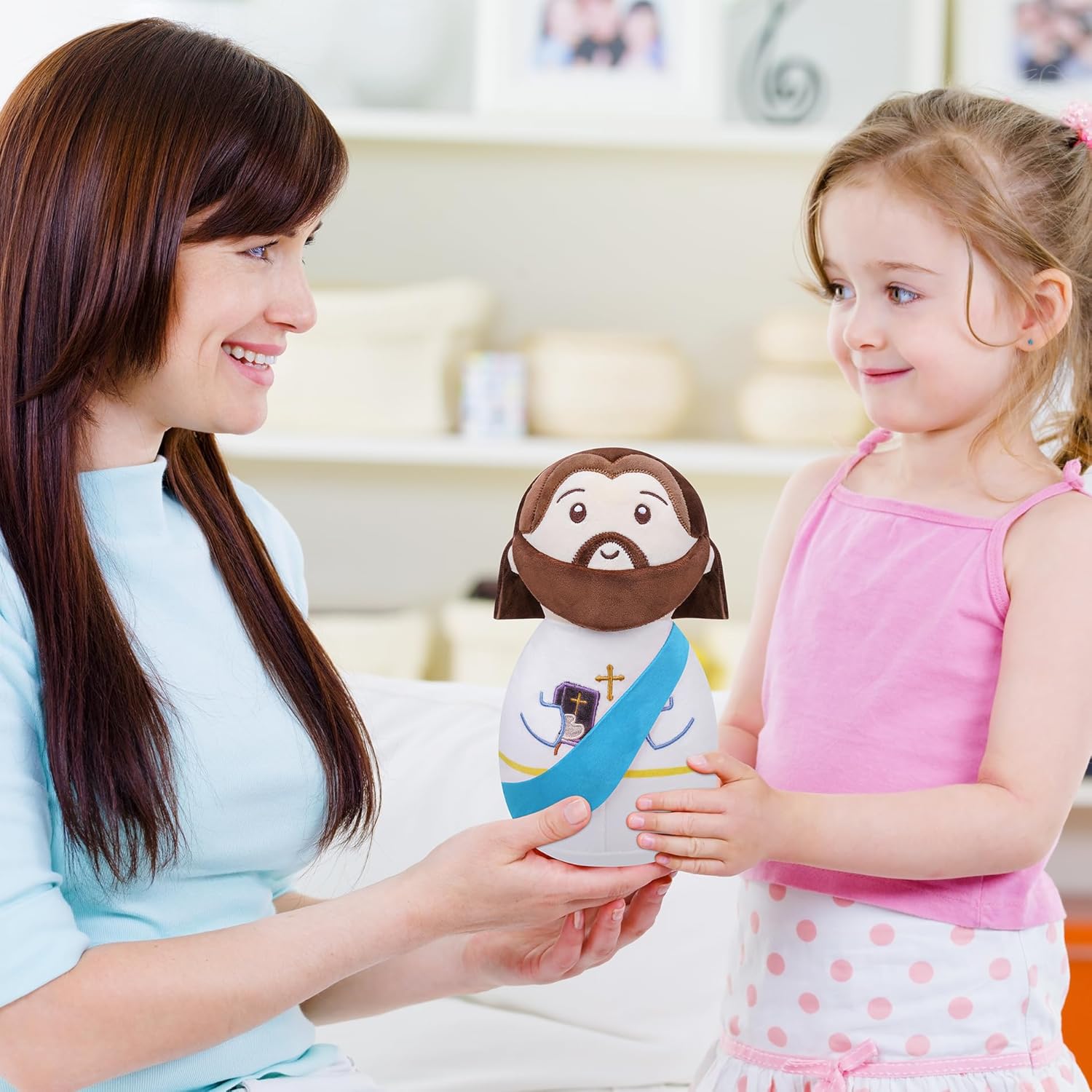Christian Jesus Stuffed Bible Plush - Classic Religious Savior My Friend Jesus Plush Doll Toys with Smile Religious, Party Favors Gift for Kids Baptism Prayer Gift10 Inch