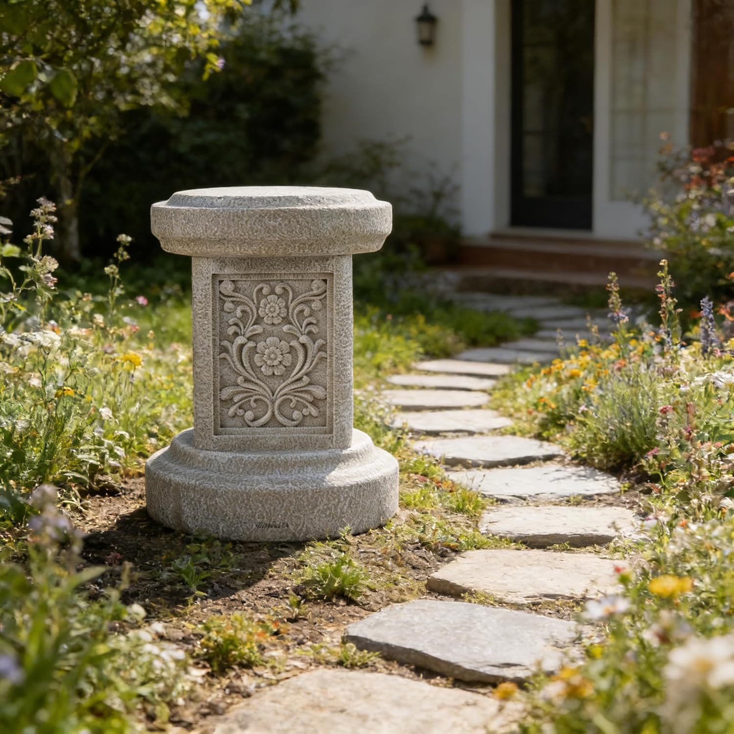 Extra Large Resin Garden Round Pedestal Sculpture Base, Outdoor Indoor Statue Plinth Round Decorative Art Stand, Suitable for Garden, Lawn, Home Decoration, Valentine's Decoration