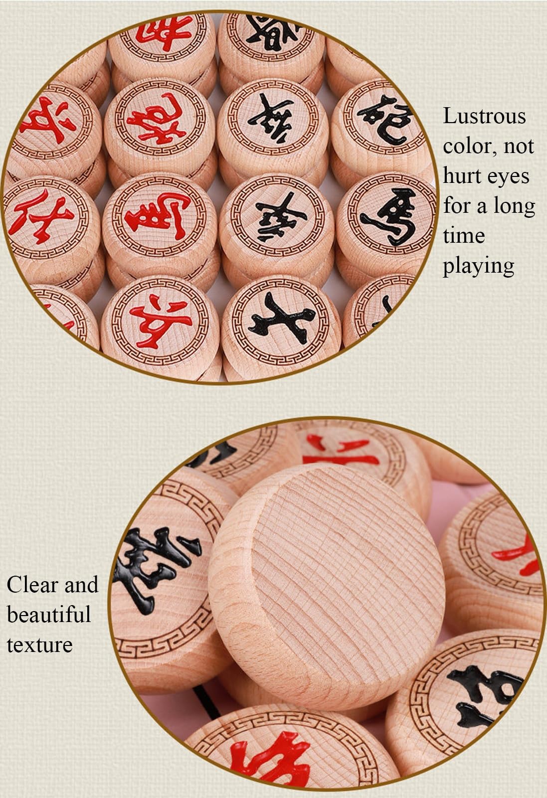 Set di scacchi cinesi in legno di faggio Gioco da tavolo da viaggio Xiangqi con scacchiera