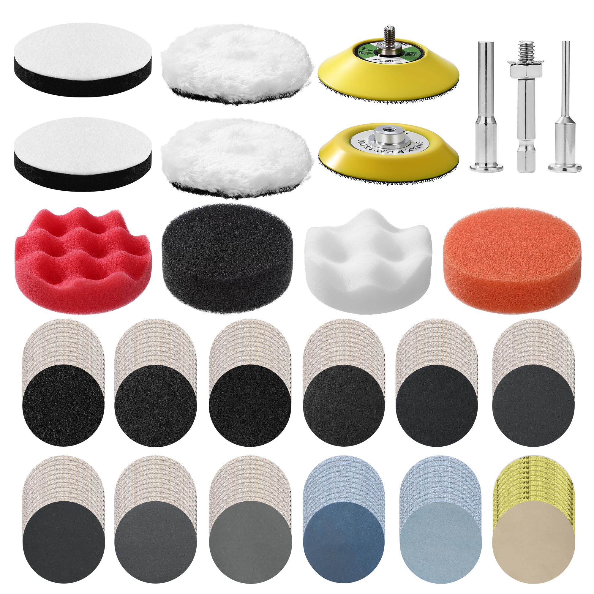 80mm Polierschwämme Pads,23 Stück Polierset Auto,Polieraufsatz Akkuschrauber Auto,für Poliermaschine zum Polieren, Schleifen, Wachsen