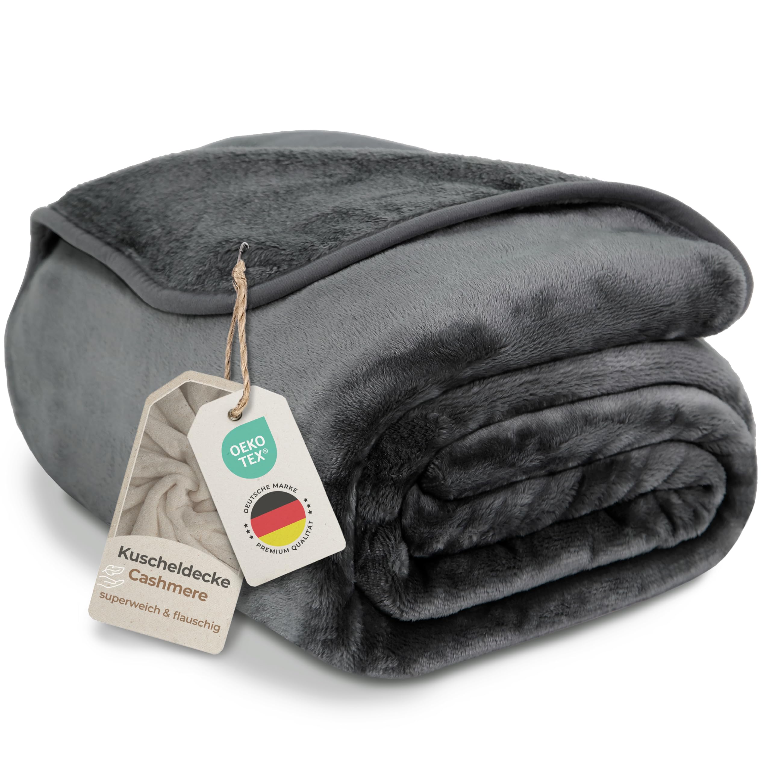 Gräfenstayn® Kuscheldecke Cashmere-Feeling - super weich & flauschig - Dicke & warme Fleecedecke - kuschelige Sofadecke, Wohndecke & Tagesdecke - Überwurf Decke Sofa, Couch (Anthrazit, 180x220 cm)