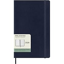 Moleskine Weekly Planner, Agenda Settimanale 2026 12 Mesi Con Spazio Per Note, Con Copertina Morbida e Chiusura Elastica, Formato Large 13 x 21 cm Colore Blu