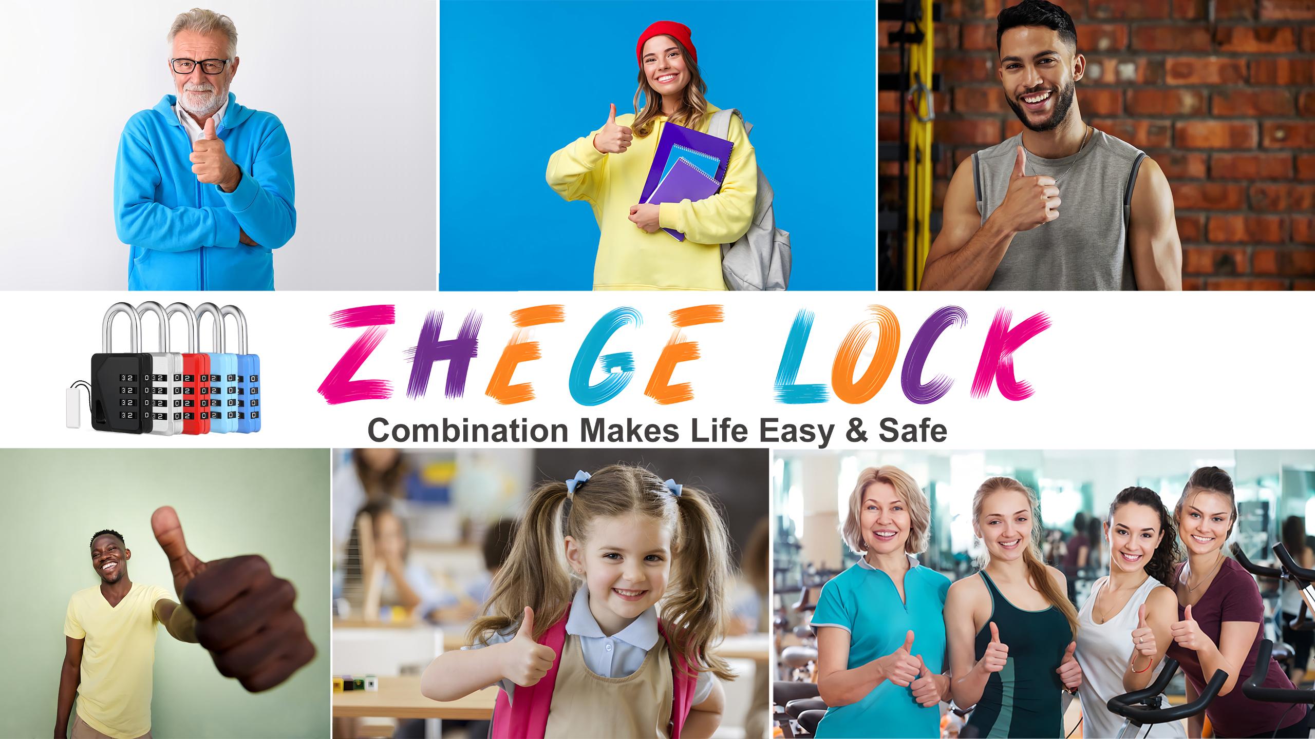 ZHEGE Locker Lock, 4 Digit Combination Padlock with DIY Name Tag