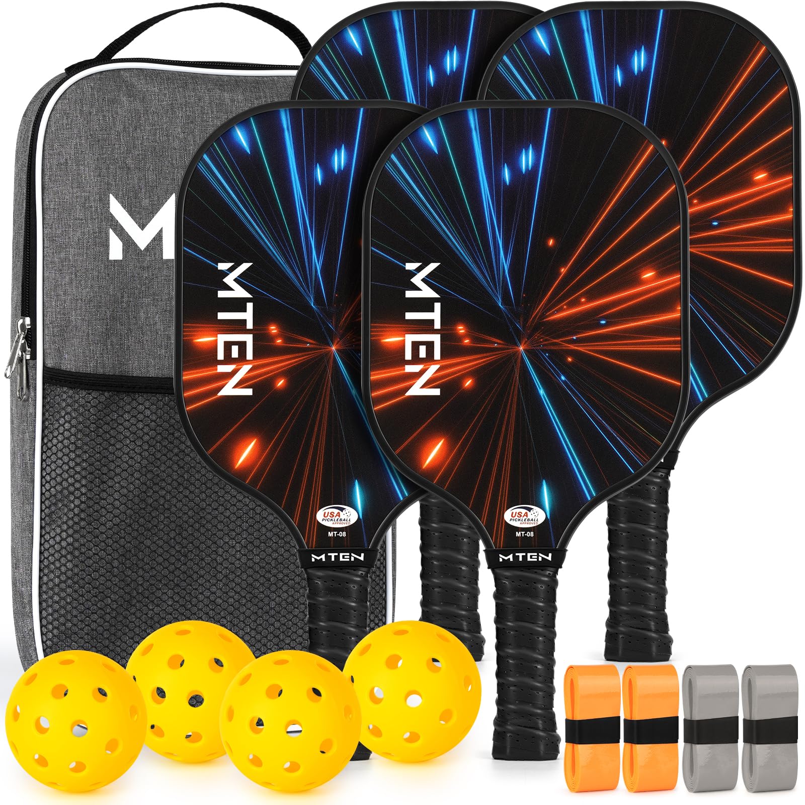 Pickleball Paddles Set of 2 or 4, or Single Paddle – USAPA Approved Fiberglass Surface Pickleball Rackets Set for Men & Women