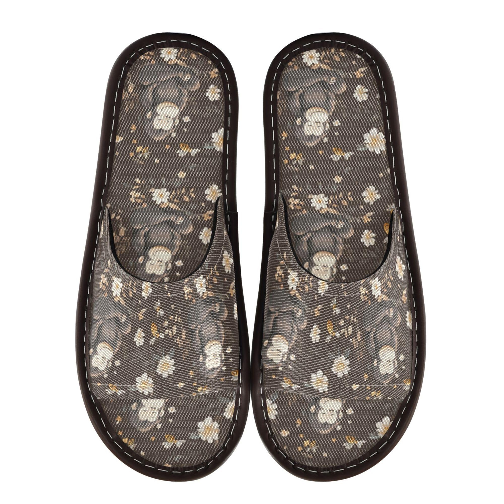 KLL Spa Shower Slippers Indoor Washable Non-Slip Bedroom Shoes for Airplane Guests Party 9-10 Cute Gorilla Brown