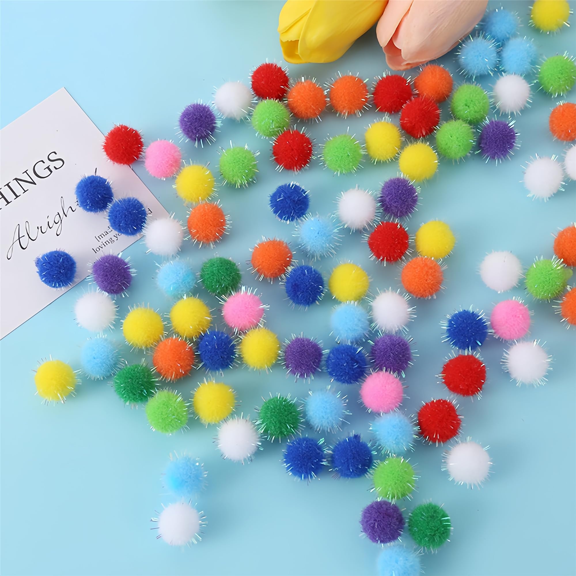 Pom-poms Ball Fluffy Craft, Brokatowe pompony, cekinowe kulki, kolorowe cekiny w kształcie kulek, pompony świąteczne, dekoracje świąteczne(600 Stück)