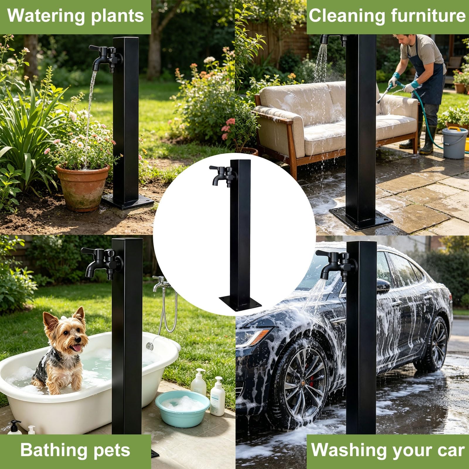 Colonna per rubinetto da esterno,colonna d'acqua da giardino in acciaio inossidabile con rubinetto,rubinetto da giardino indipendente,rubinetto da esterno antigelo(Height: 60cm/23.6in)