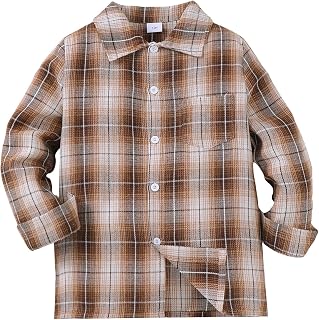 Jecson Boys Flannel Shirts Button Down Long Sleeve Shirts for 5-14Y | Skin friendly fabric with breathable comfort, wrinkle resistant and fade resistant durable for active kids