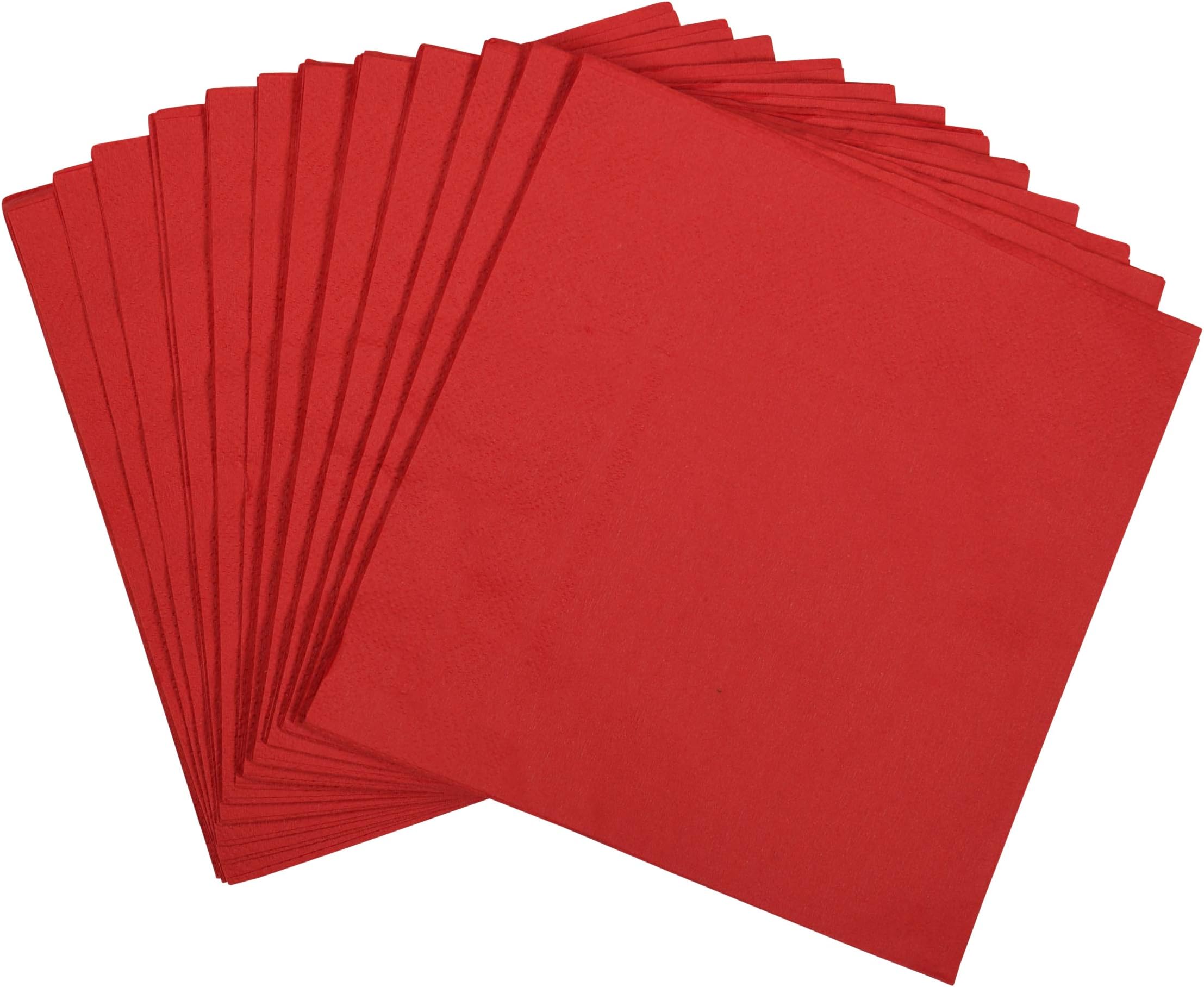 100 Large Red Paper Napkins | 2-Ply Lunch Dinner Size Disposable Napkins | Perfect Pop of Color for Parties, Weddings, Dinners, Luncheons - 13 x 13 inches open