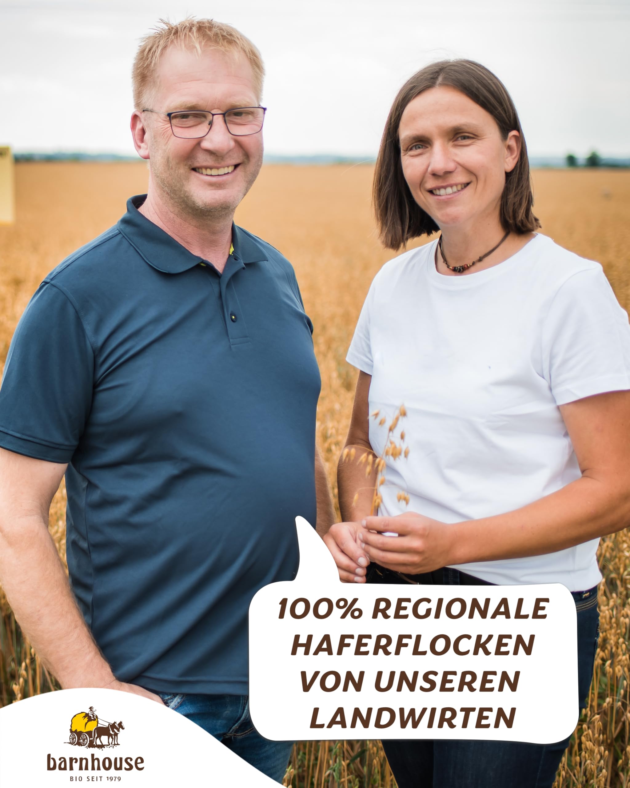 Barnhouse Krunchy Apfel-Zimt, Bio Hafer-Knuspermüsli aus Bayern, mit köstlichen Apfelstückchen und aromatischem Zimt, 6 x 750 g