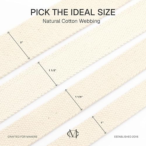 Miniatura 6 de CRAFTMEMORE Cinta de algodón natural para artes y manualidades, correa de tela para bolso, cinturón, bolsas de mano (2 pulgadas, 50 yardas)