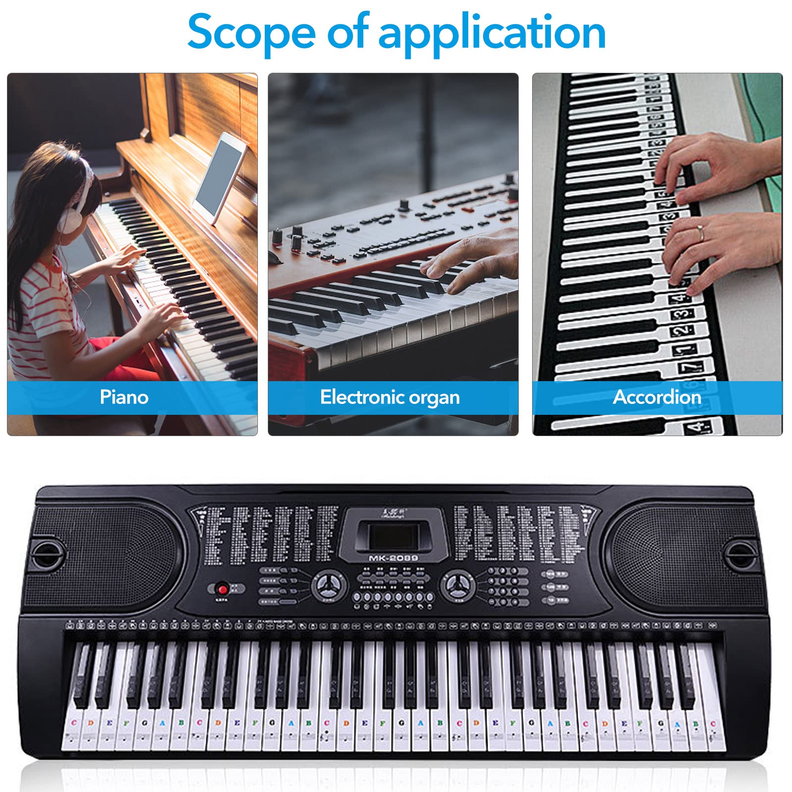 Adesivi Per Tastiera Pianoforte Trasparenti - Rimovibili Per 37/49/54/61/88 Tasti, Ideali Per Principianti - Foto 7