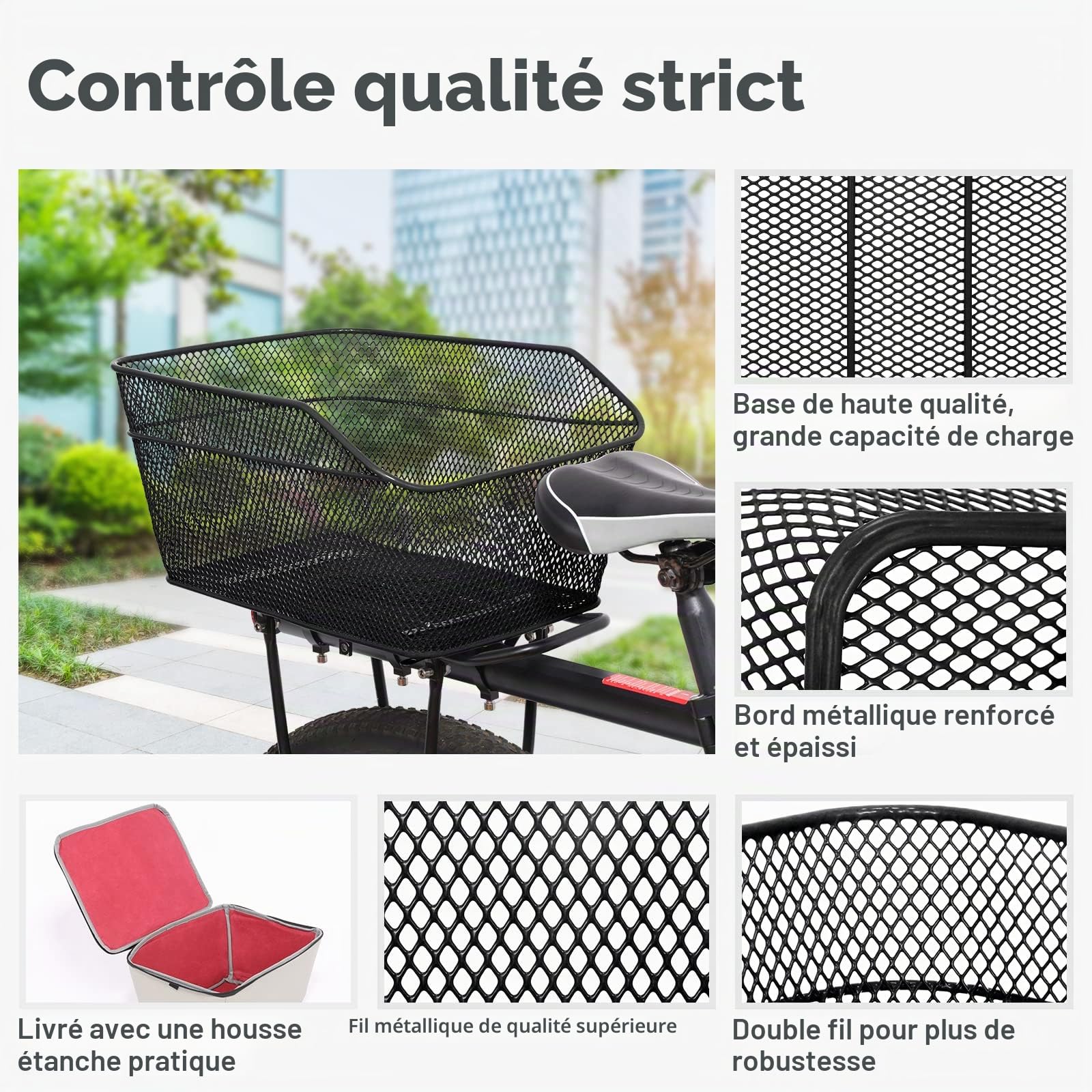 Lixada Panier de Vélo Arrière Universel, 20L Panier à vélo pour Porte-Bagages arrière Panier Vélo Résistant à l'eau Métal