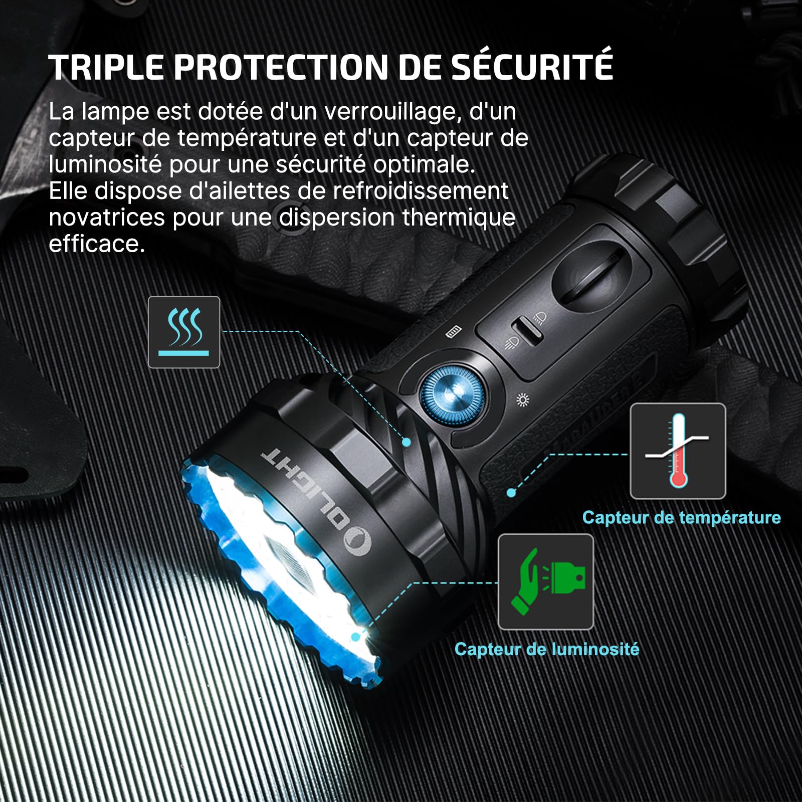OLIGHT X7R Marauder 2 Lampe Torche Ultra Puissante 14000 Lumens 800 Mètres | Lampe de Poche Rechargeable USB, IPX8 Étanche, Flashlight Ultra Puissante, 7 Modes Spot/Flood pour Camping, Urgence