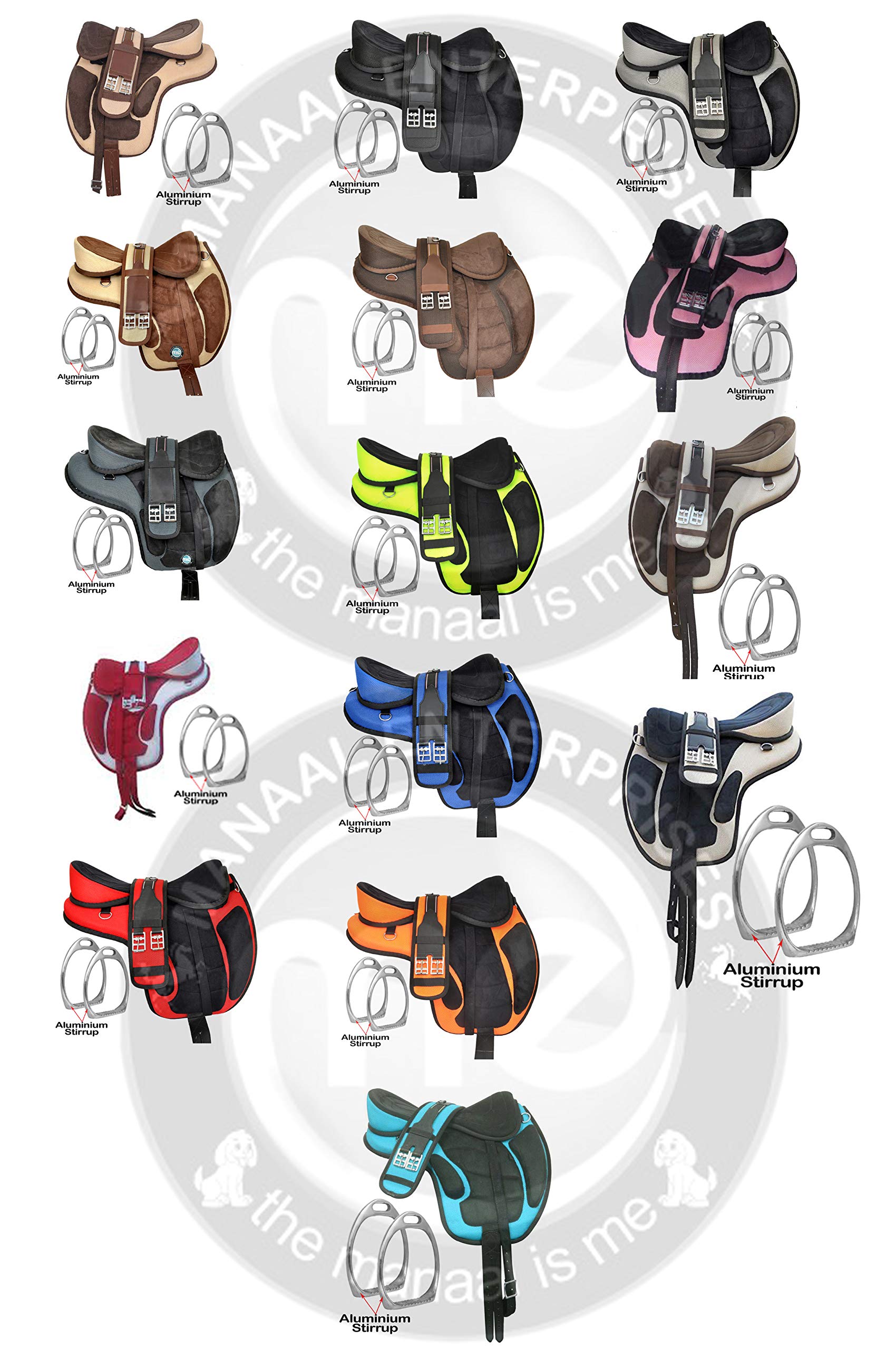 Selle de cheval synthétique Freemax sans arbre avec étriers
