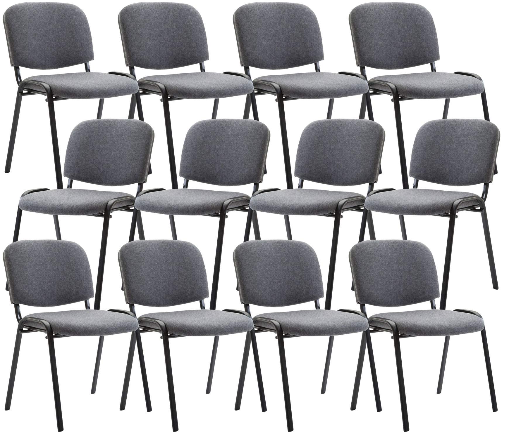 CLP Set 12 Sedie Conferenza Ken In Stoffa I Sedie Riunione Impilabili In Metallo Con Carico Max 120 KG I Sedia Ospite Classica Con Schienale, Colore:grigio