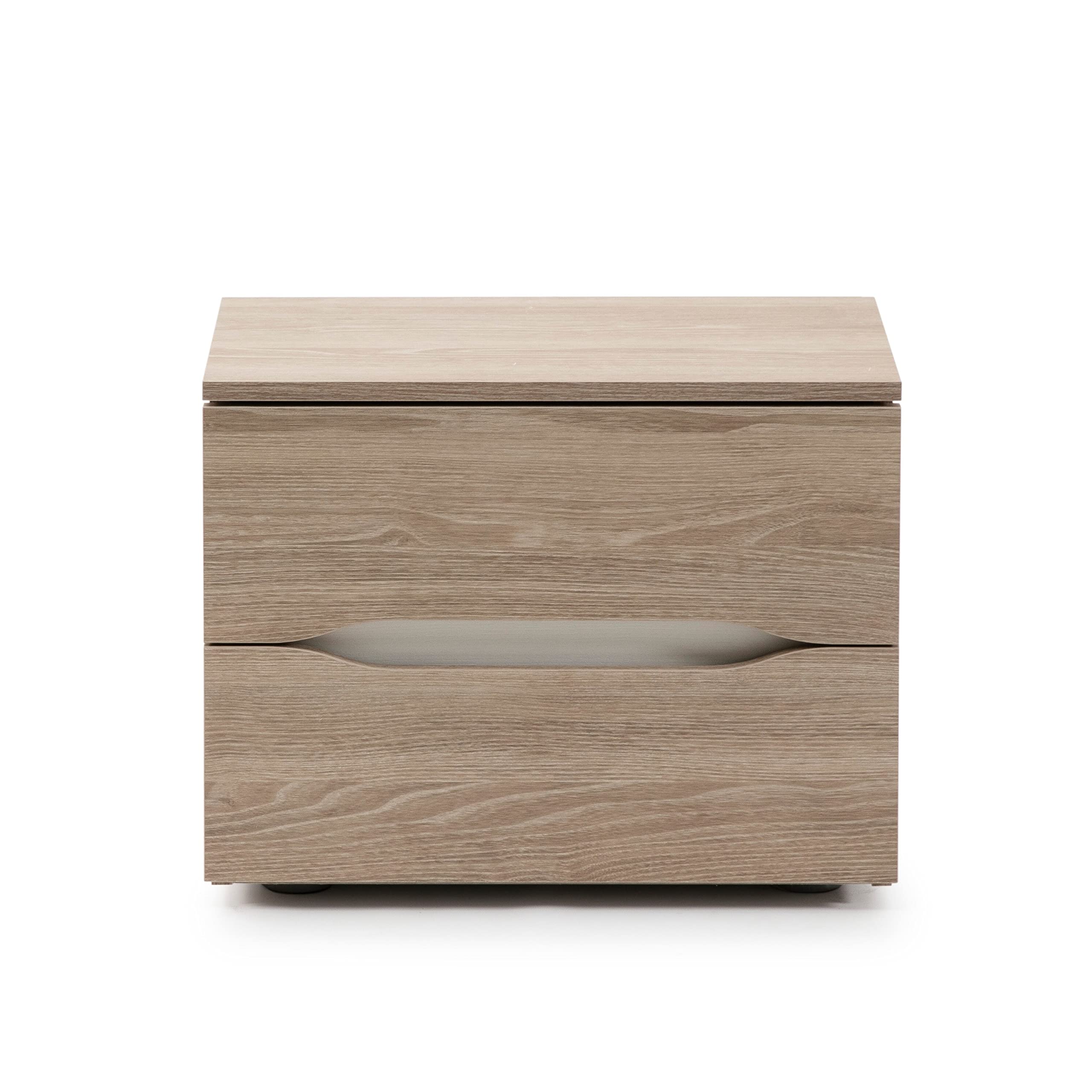 ZAW Comodino Mesita de Noche 2 Cajones en Color Madera, guías metálicas, 53,8 cm x 33,9 cm x 42,5 cm End Table