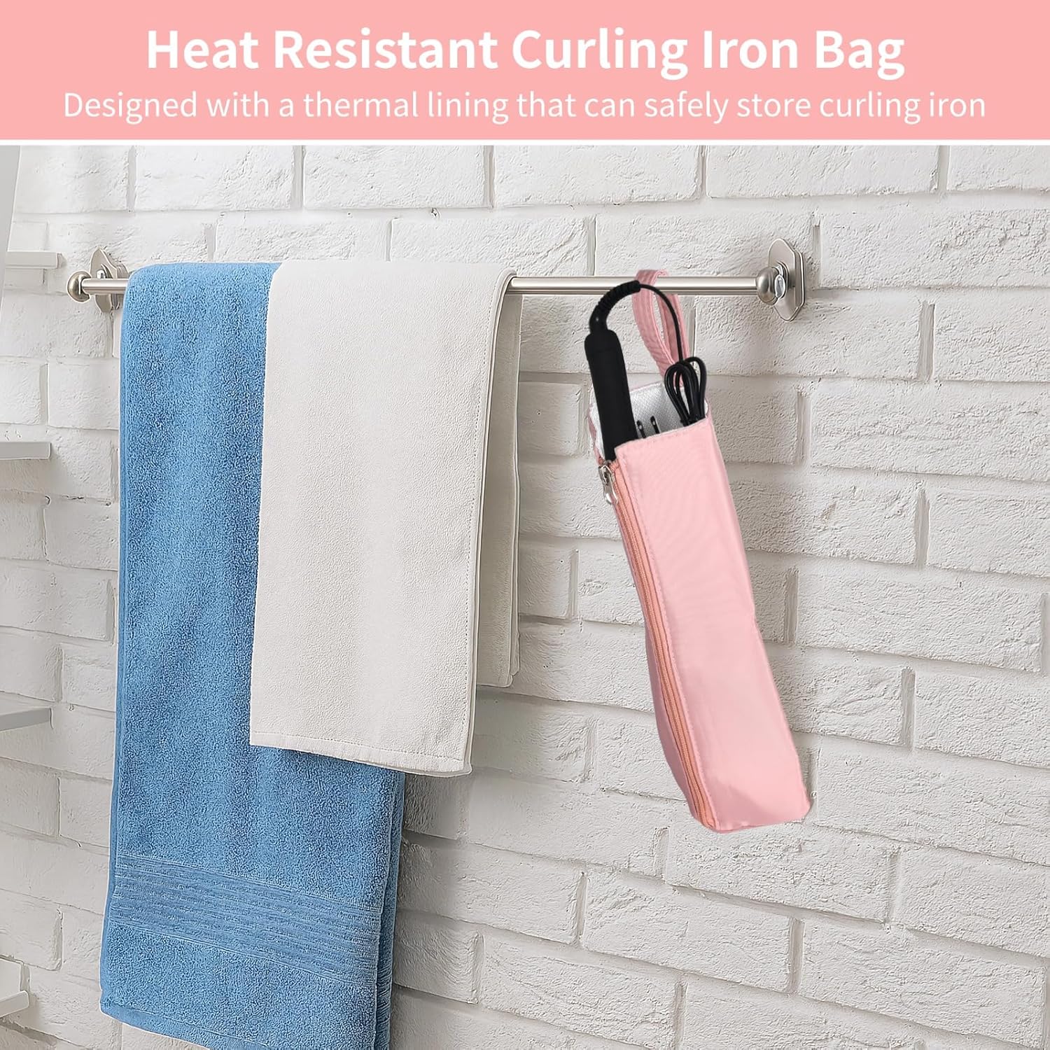 耐熱カーリングアイロンバッグ、吊り下げ式カーリングアイロンホルダーとマット、フラットアイロンとホットヘアツール用のトラベル収納ポーチ