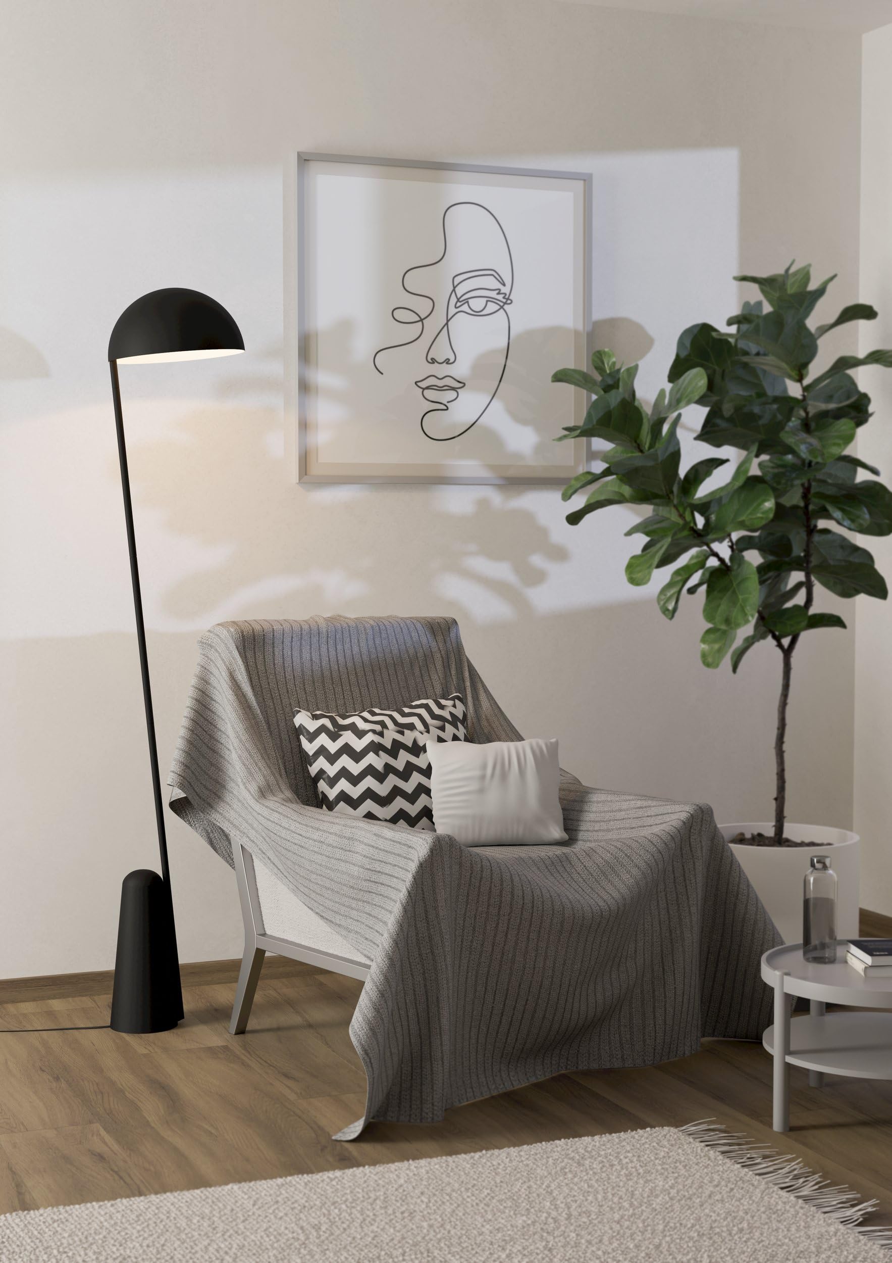 Eglo lampada da terra Aranzola, lampada dal design minimalista, in metallo | nero, luce da lettura per salotto, illuminazione sala, con attacco E27