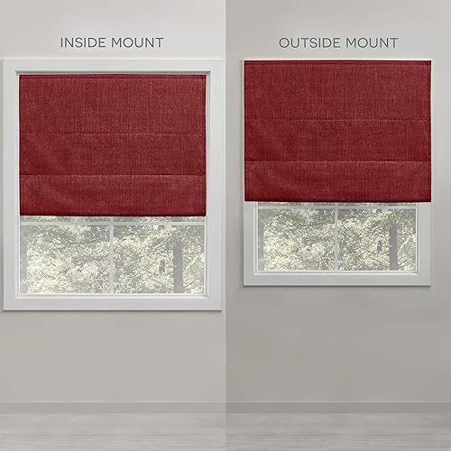 Miniatura 7 de Exclusive Home - Persiana Acadia 100% blackout de poliéster estilo romana, 31"x64", roja