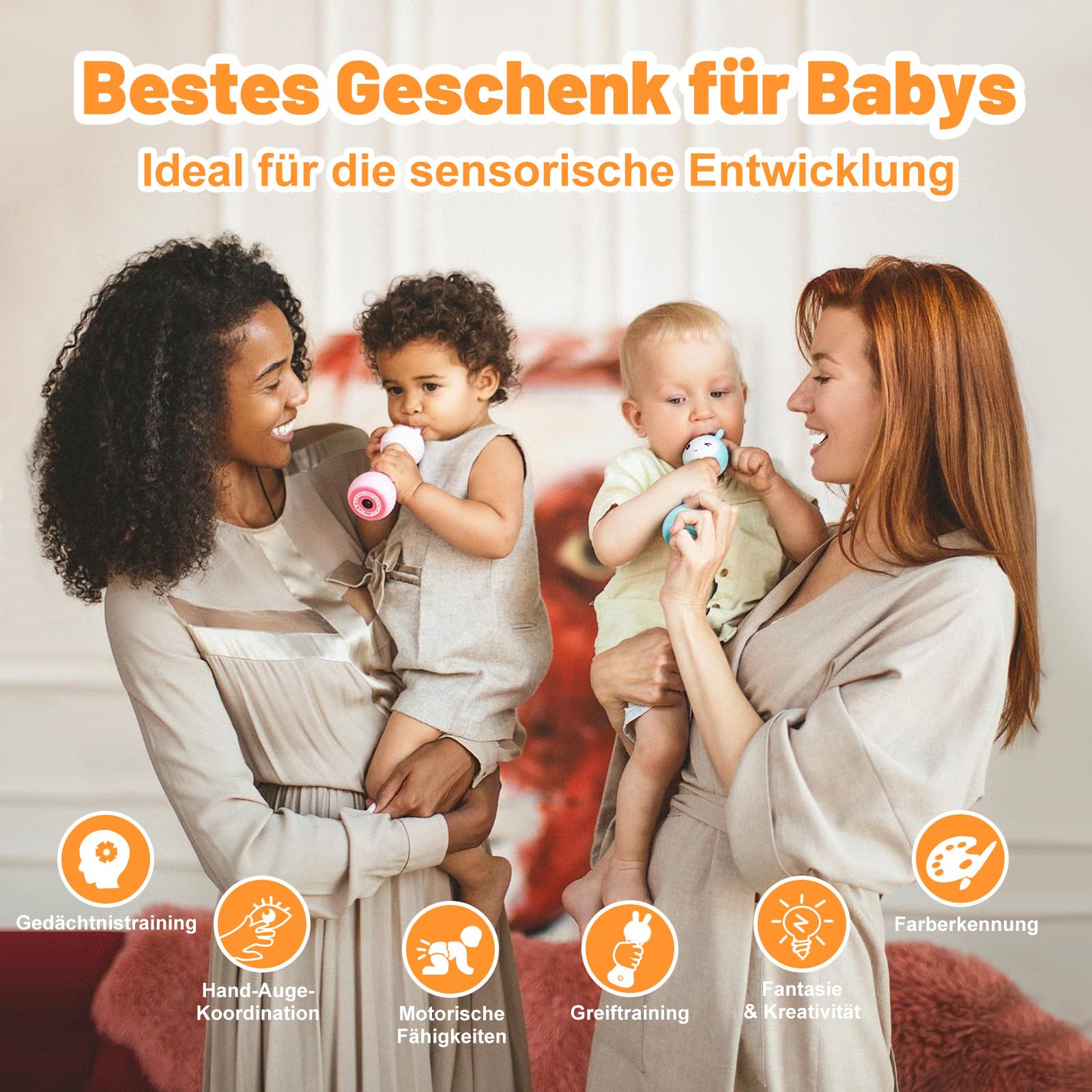 alilo Smarty Bunny Baby Rasseln, Montessori Spielzeug ab 0 3 6 12 18 24 Monate, Musikalisches Babyspielzeug mit Farberkennung, 66 Naturgeräusche & Einschlafhilfe, Baby Geschenke (Englische Version)