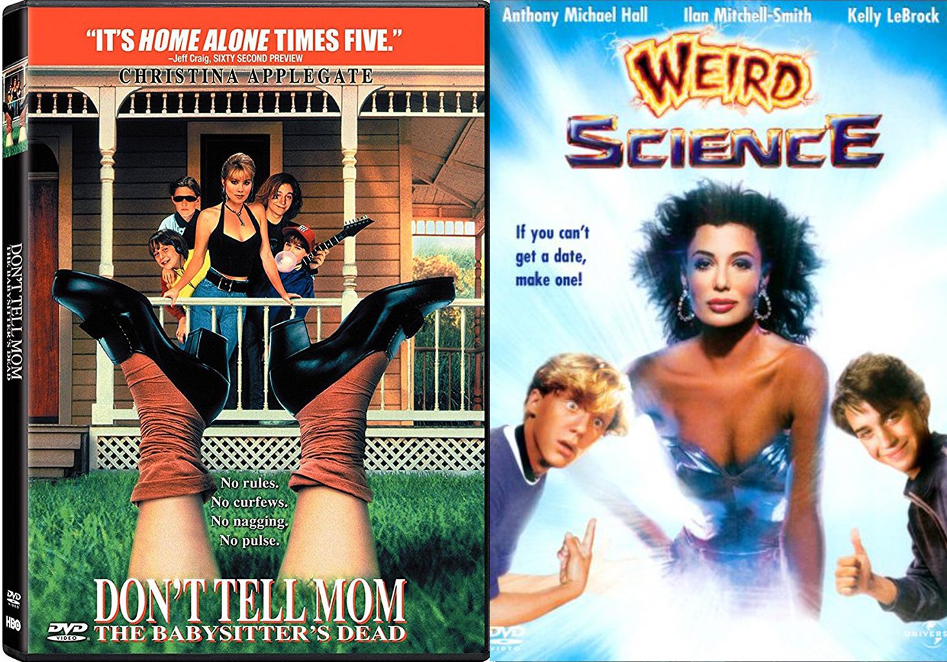 Weird Pack Don't Tell Mom Adventure 2 Movie DVD The Babysitter's Dead & Weird Science John Hughs Double Feature