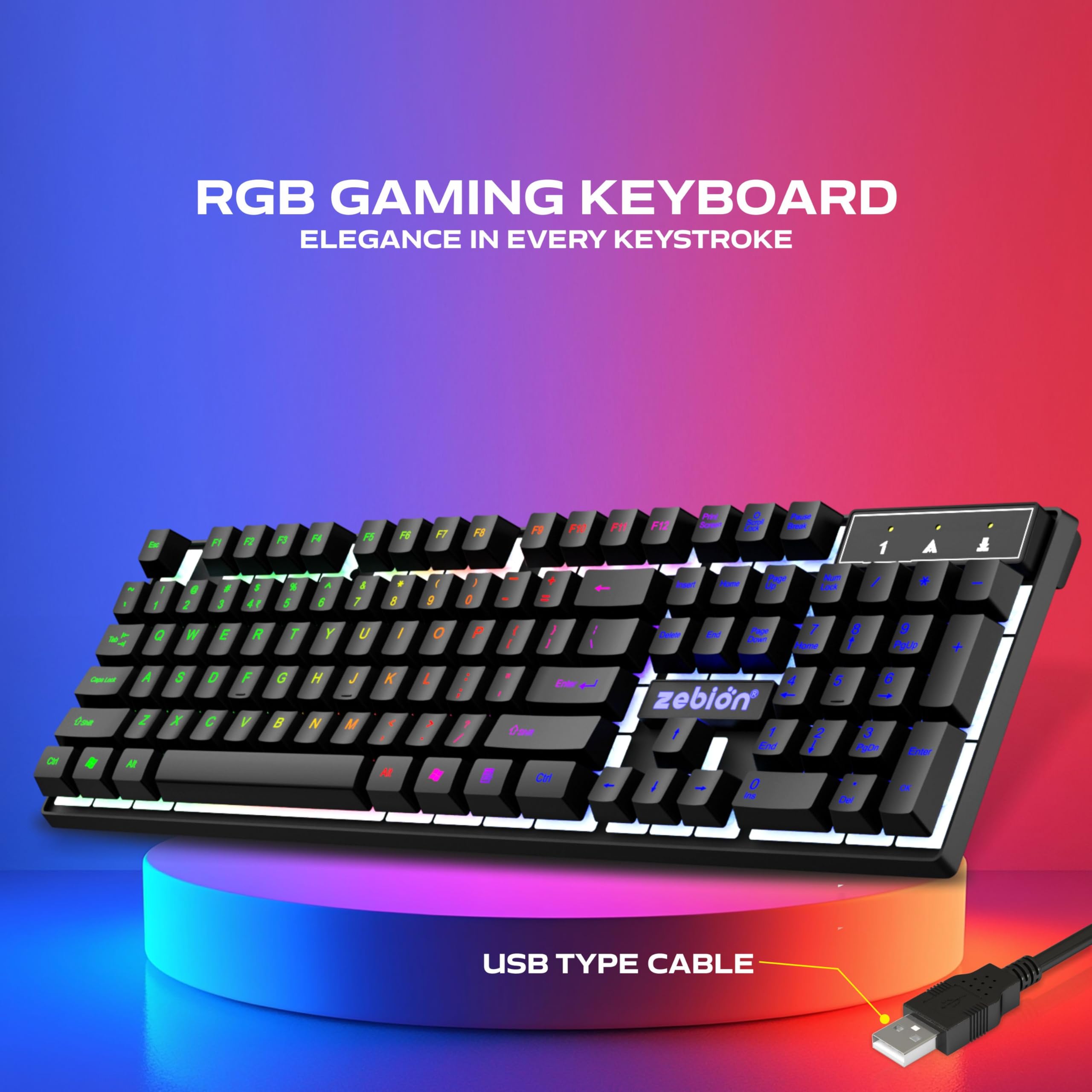 Amazon.in: Buy Zebion TDGK 401 RGB 4 in 1 Gaming Combo Set of