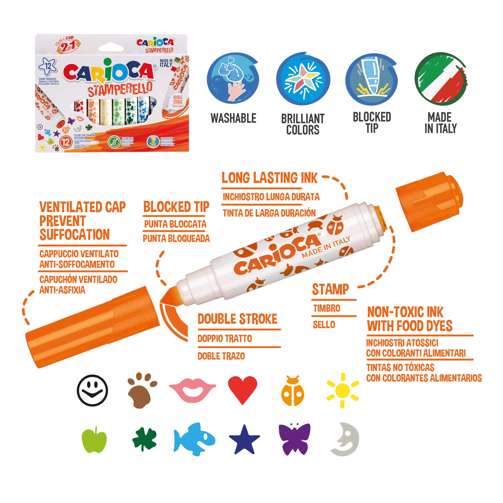 CARIOCA Filzstift-Set, sortiert - doppelseitige, zweifarbige, fluoreszierende, pastellfarbene, duftende, farbwechselnde Marker mit konischer und Pinselspitze (8 Boxen, insgesamt 84 Stifte)