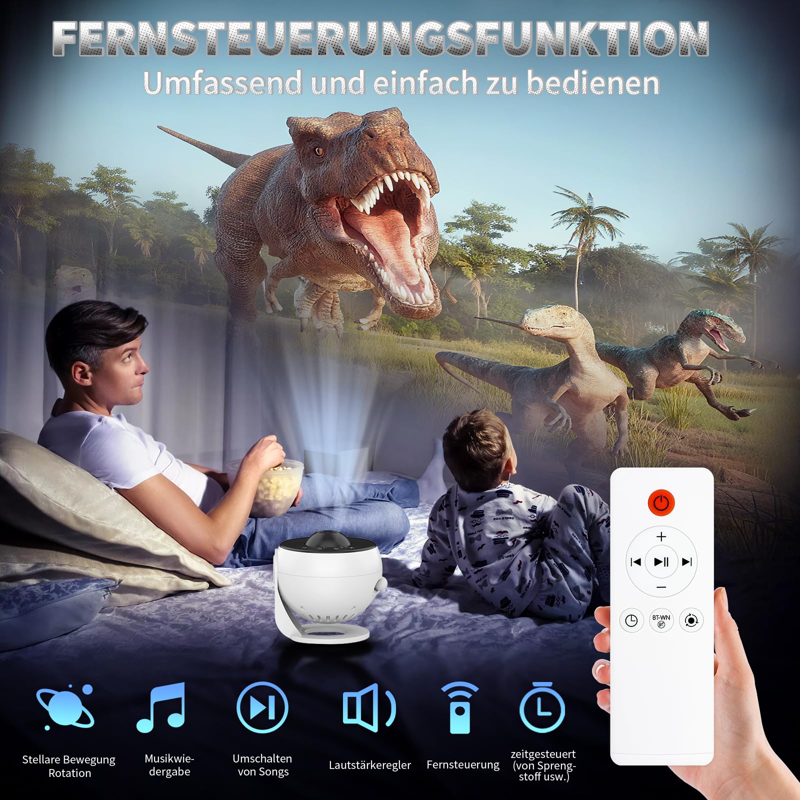 Charmofun Sternenhimmel Projektor mit Fernbedienung, 14 in 1 Planetarium Projektor mit 15 Songs, Galaxy Projektor für Schlafzimmer 360° rotierenden, RojektorLampe Sternenhimmel für Kinder Erwachsene